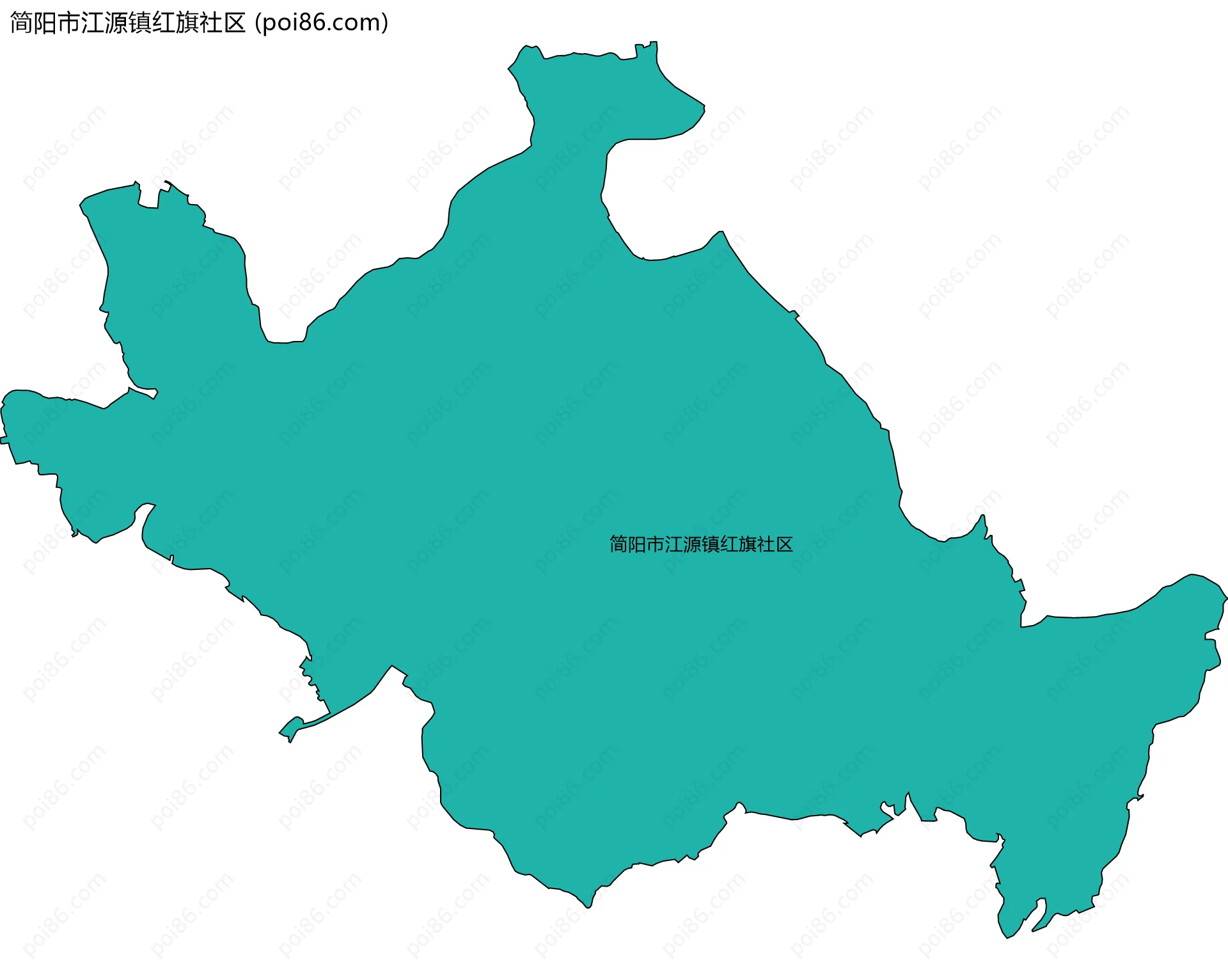 简阳市江源镇红旗社区边界地图