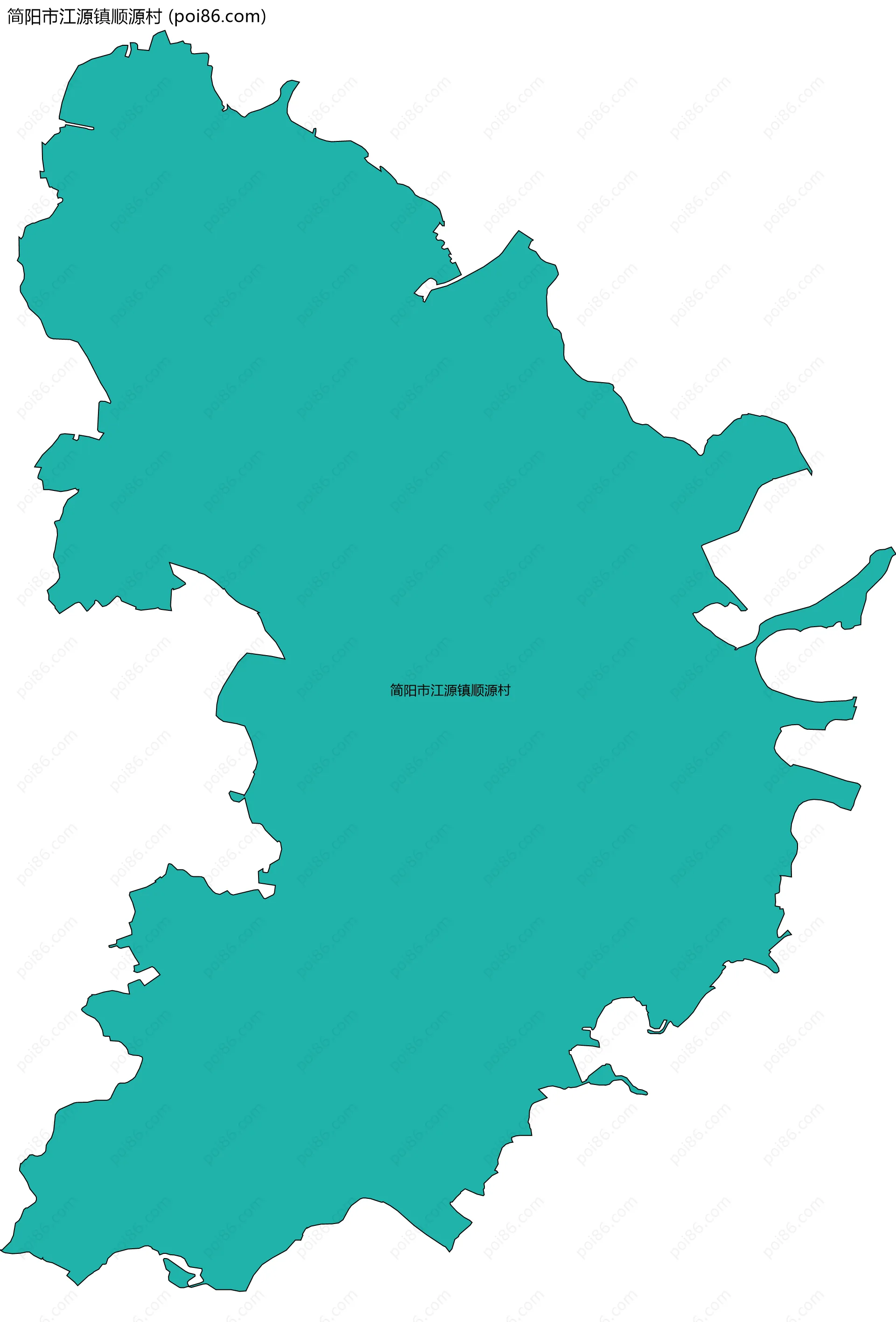简阳市江源镇顺源村边界地图