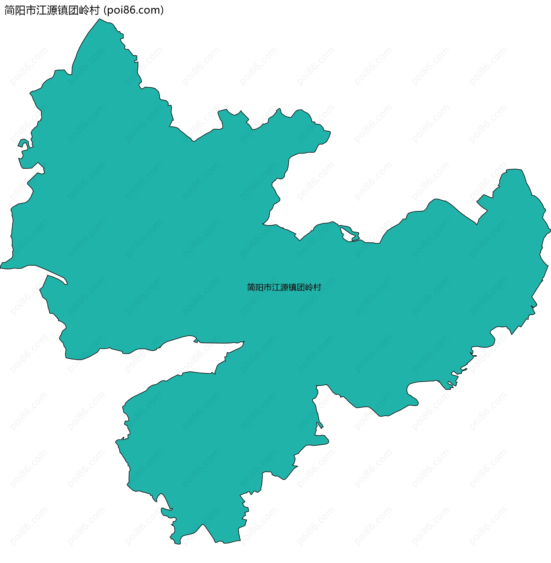 简阳市江源镇团岭村边界地图