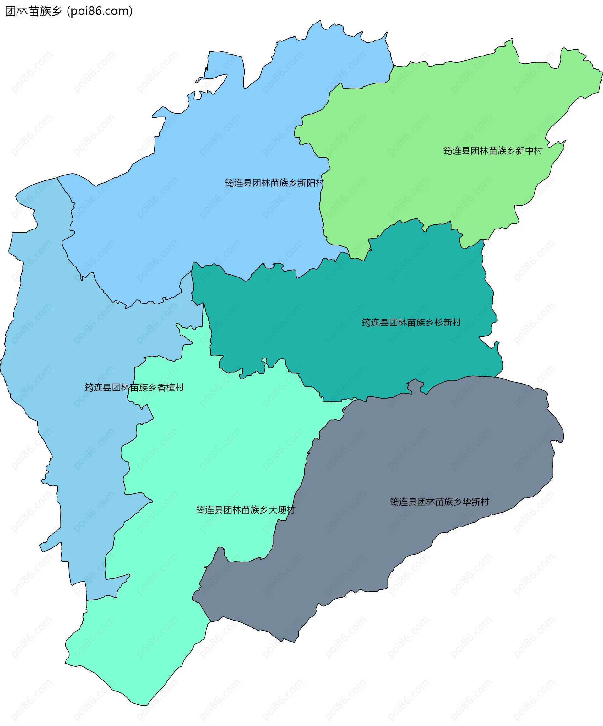 团林苗族乡边界地图(五级行政区划)