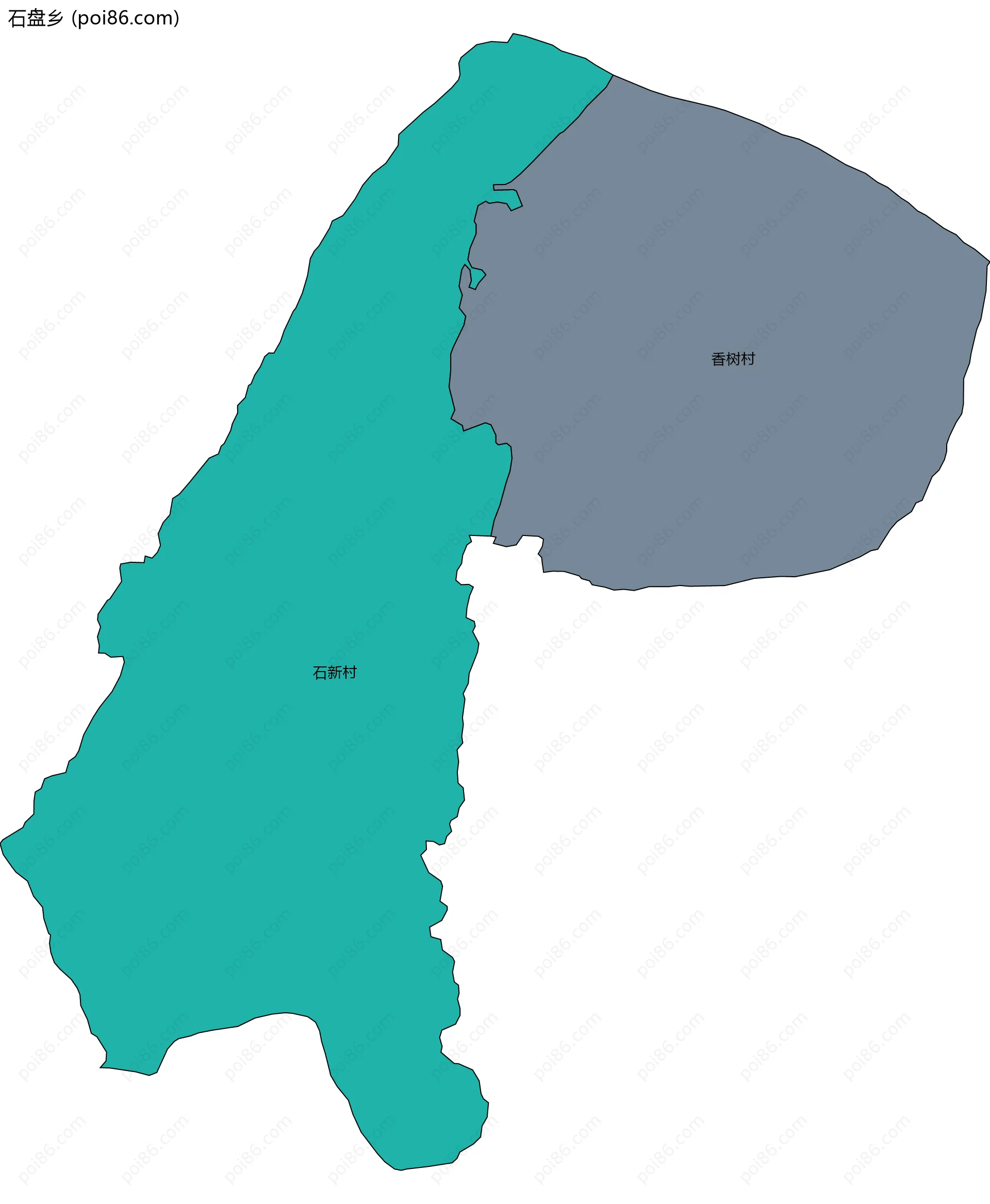 石盘乡边界地图(五级行政区划)