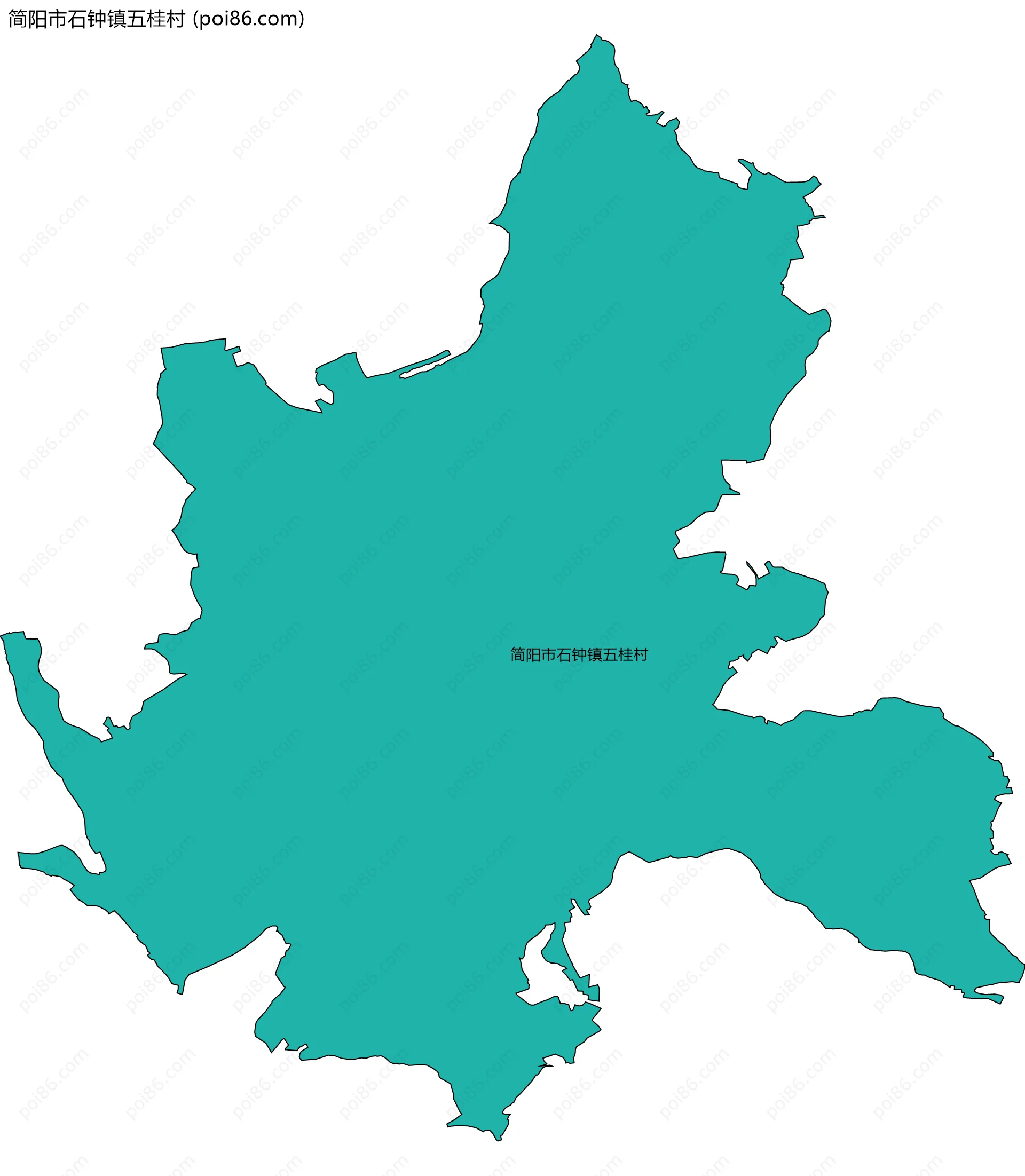 简阳市石钟镇五桂村边界地图