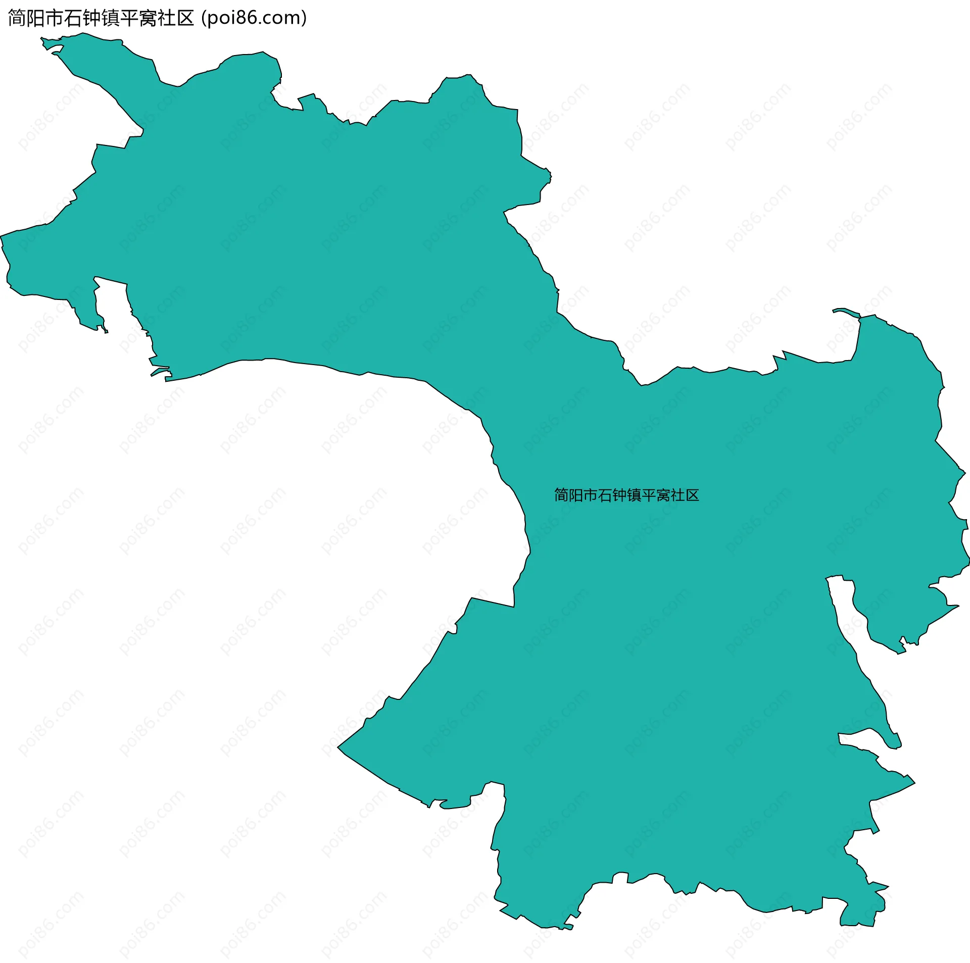 简阳市石钟镇平窝社区边界地图