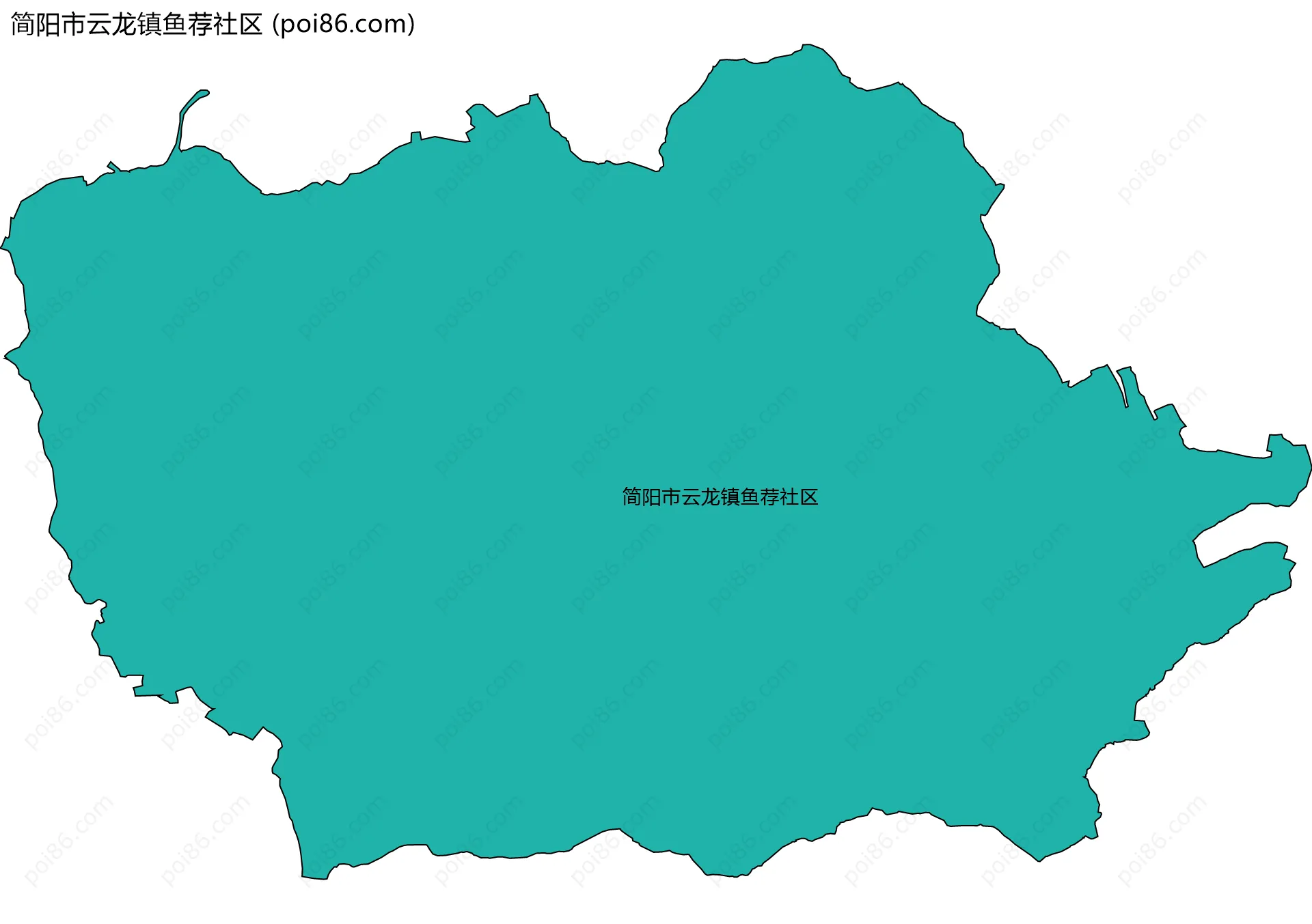 简阳市云龙镇鱼荐社区边界地图