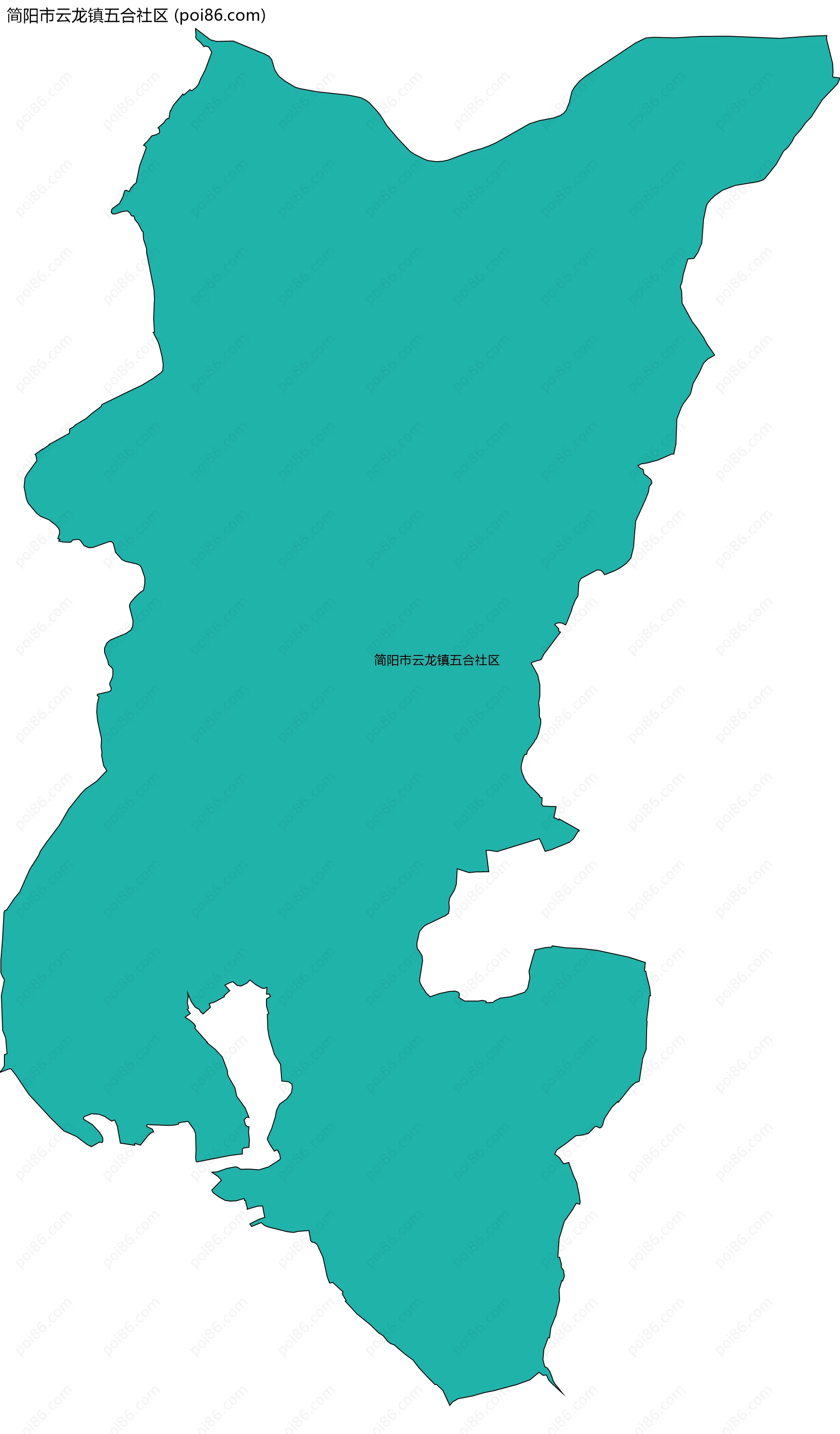 简阳市云龙镇五合社区边界地图