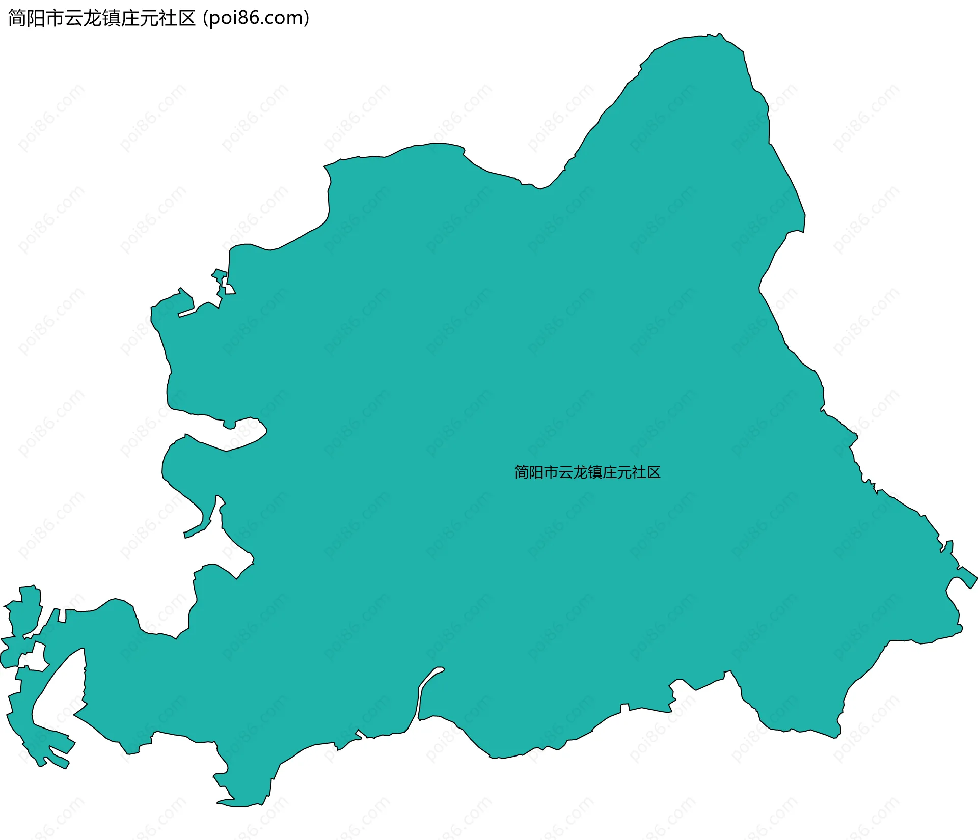 简阳市云龙镇庄元社区边界地图