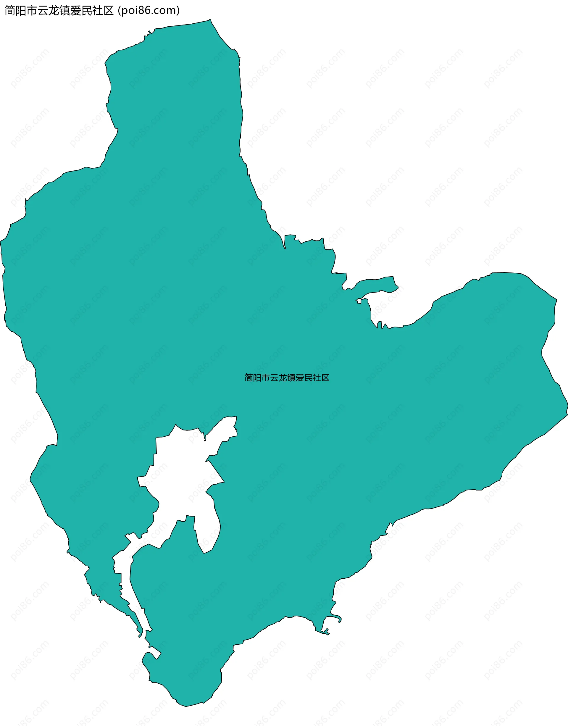 简阳市云龙镇爱民社区边界地图