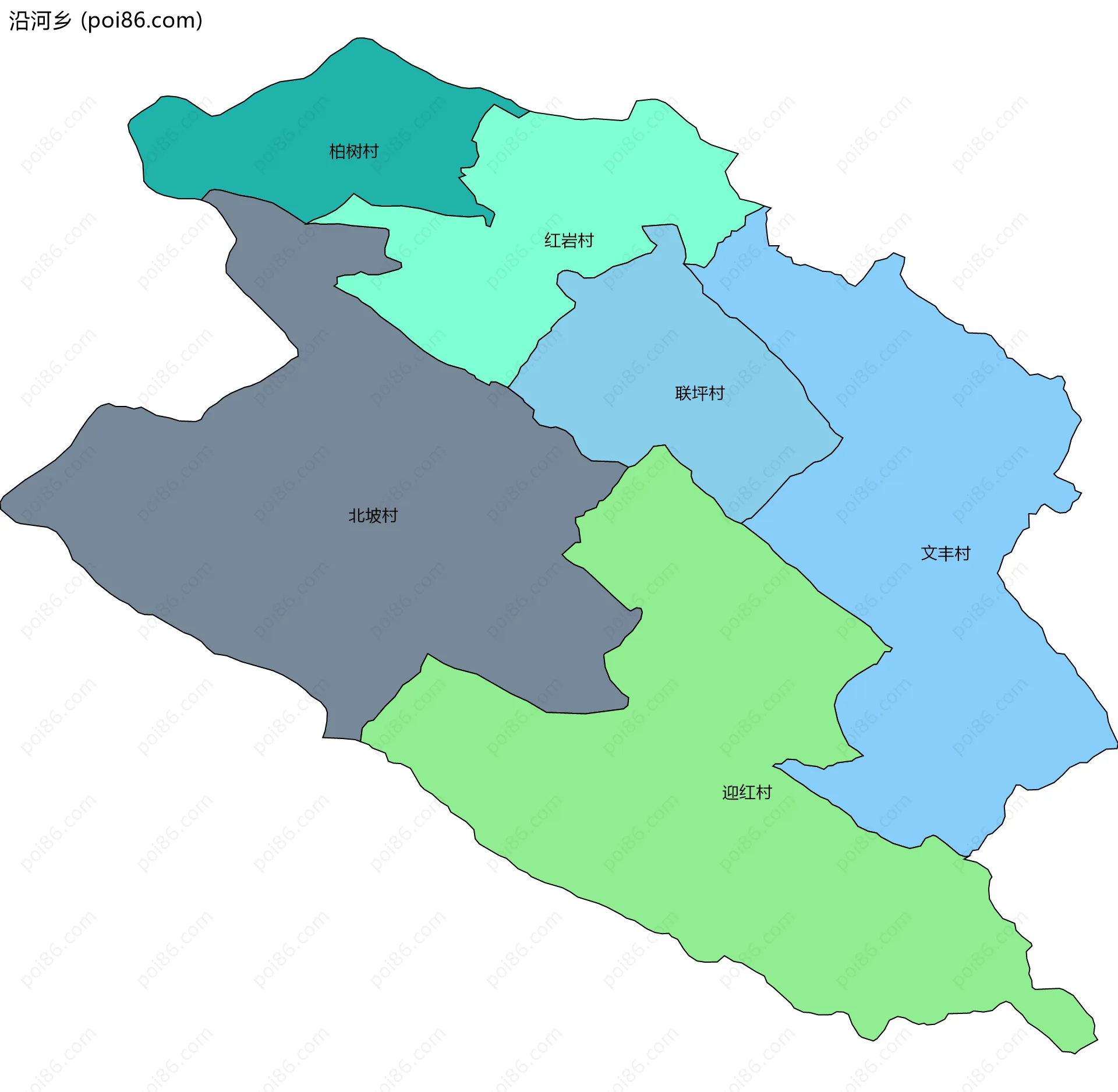 沿河乡边界地图(五级行政区划)