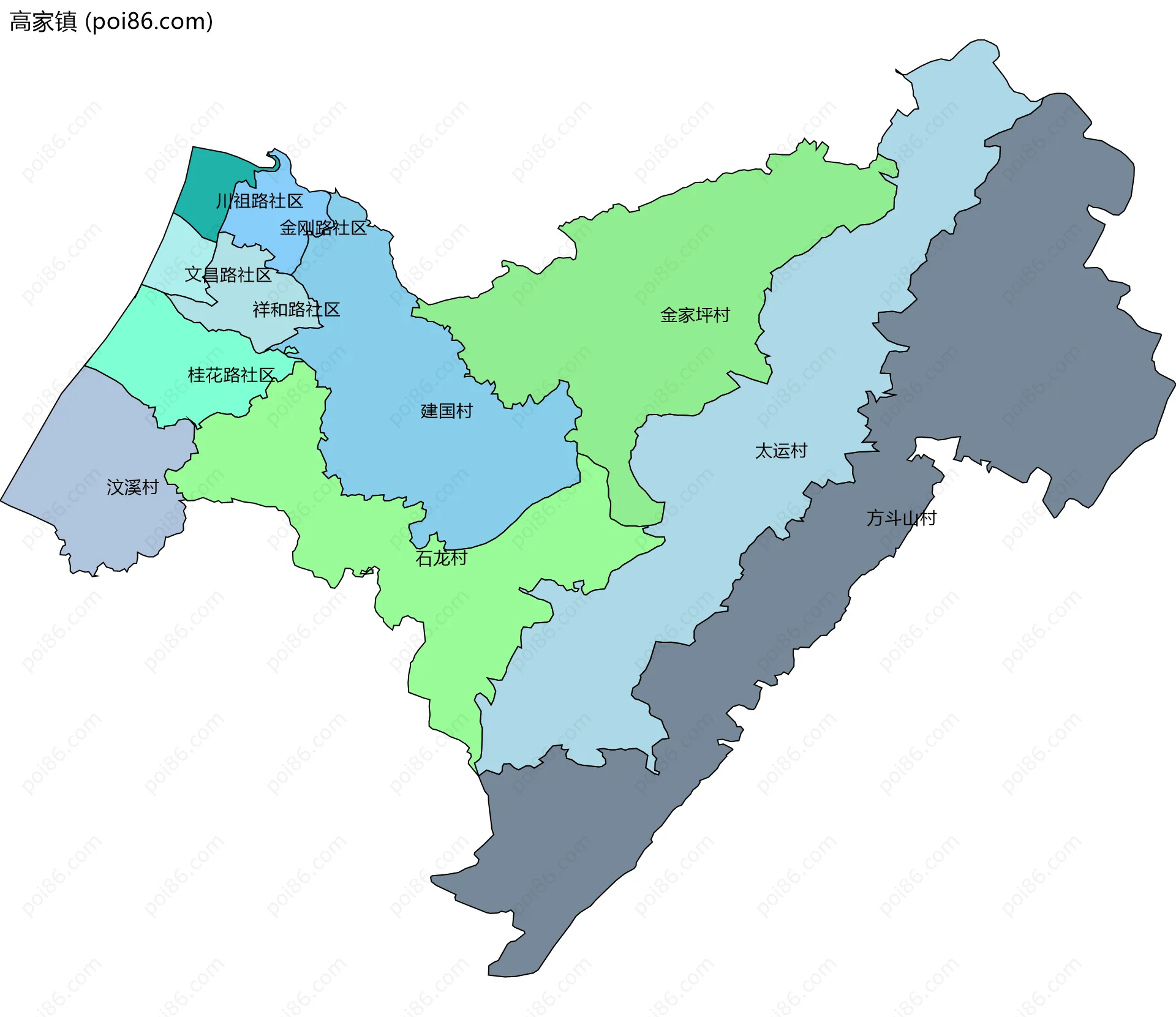 高家镇边界地图(五级行政区划)