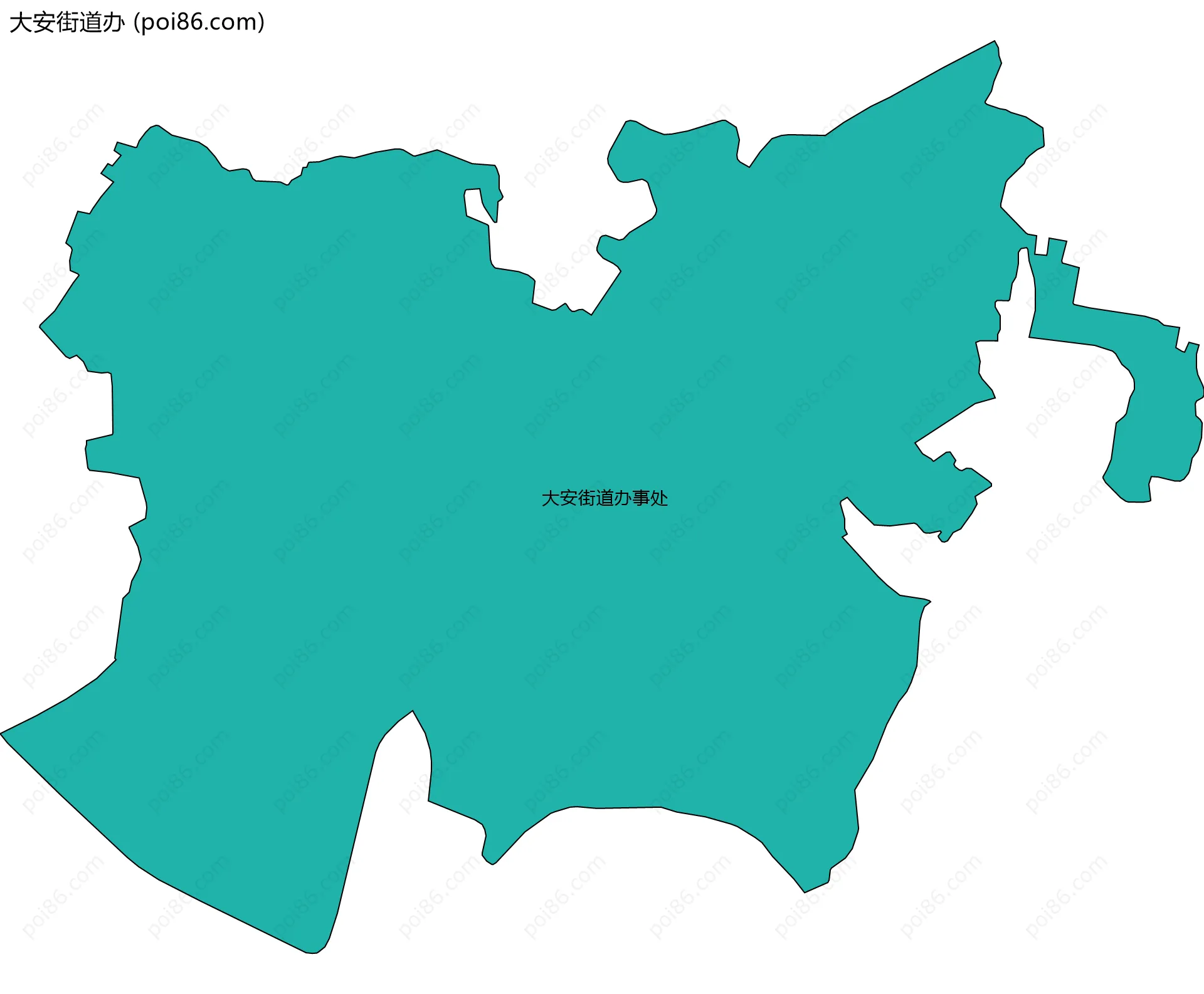 大安街道办边界地图(五级行政区划)