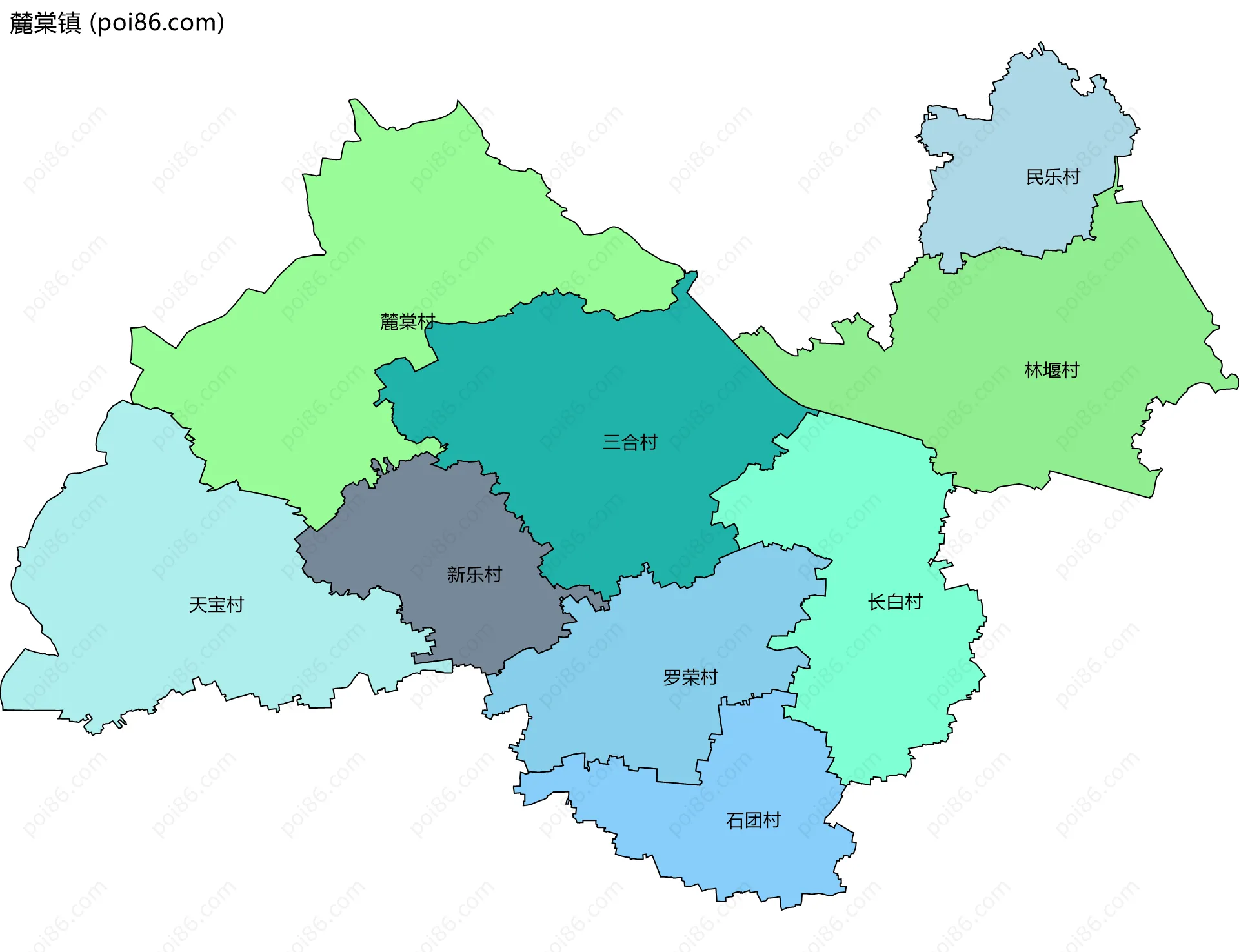 麓棠镇边界地图(五级行政区划)