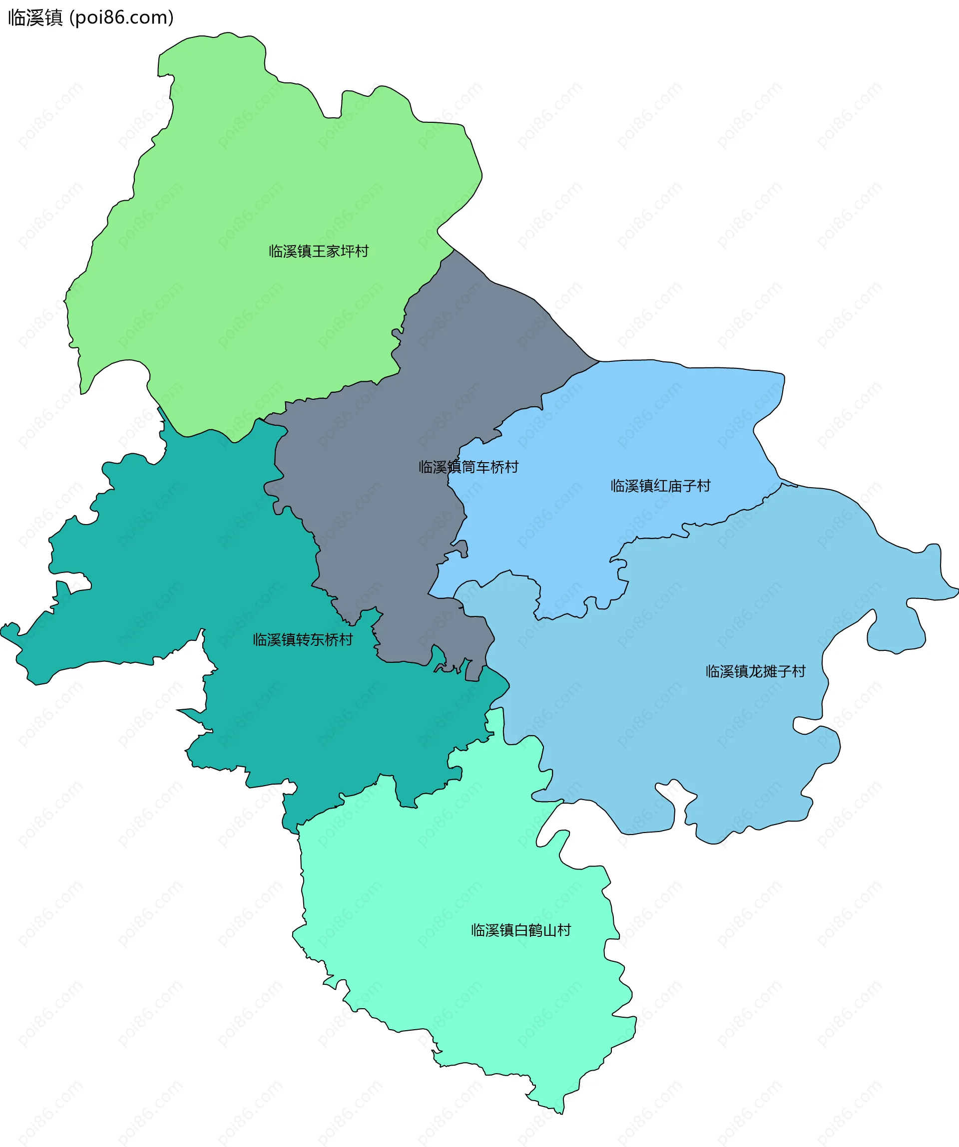 临溪镇边界地图(五级行政区划)