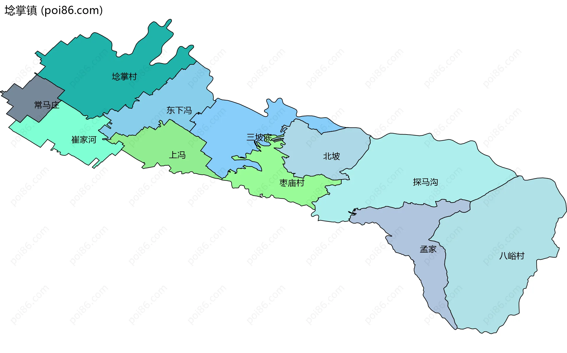 埝掌镇边界地图(五级行政区划)