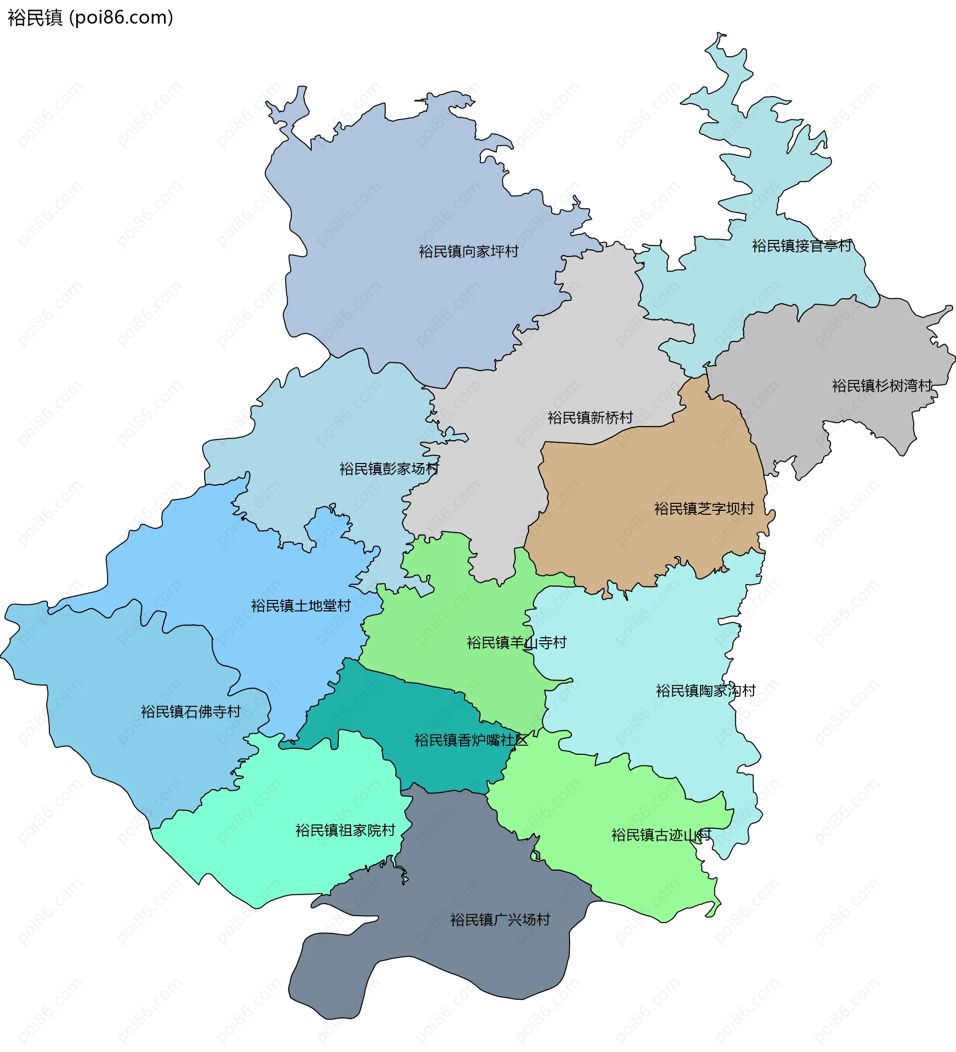 裕民镇边界地图(五级行政区划)