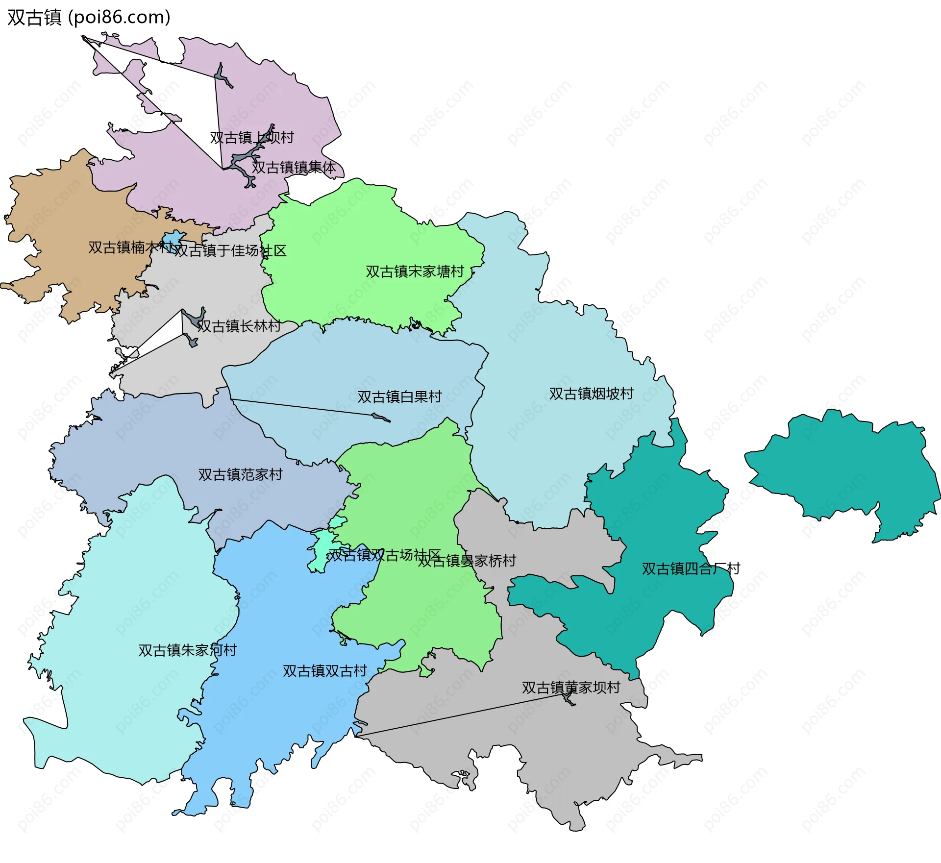 双古镇边界地图(五级行政区划)