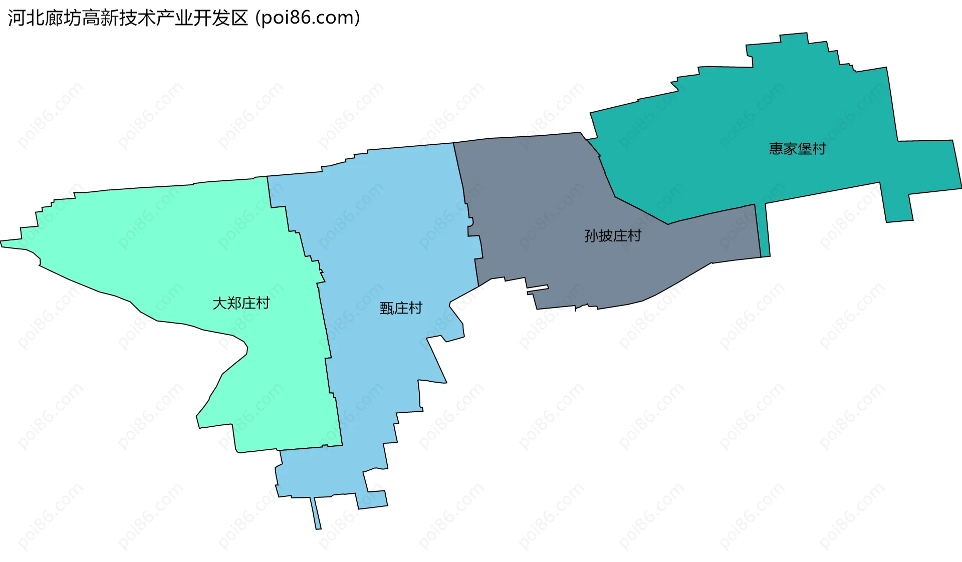 河北廊坊高新技术产业开发区边界地图(五级行政区划)