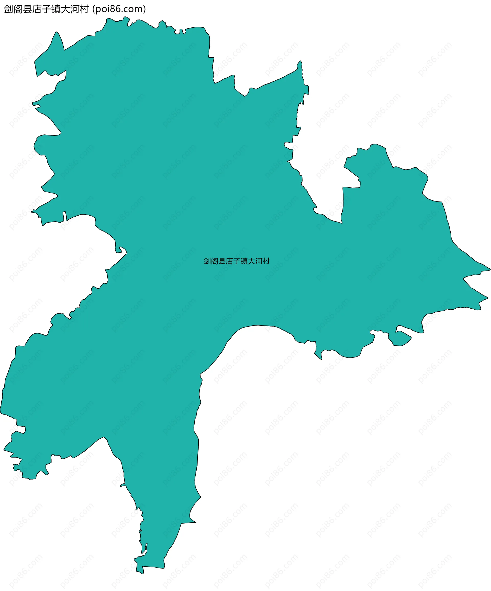 剑阁县店子镇大河村边界地图