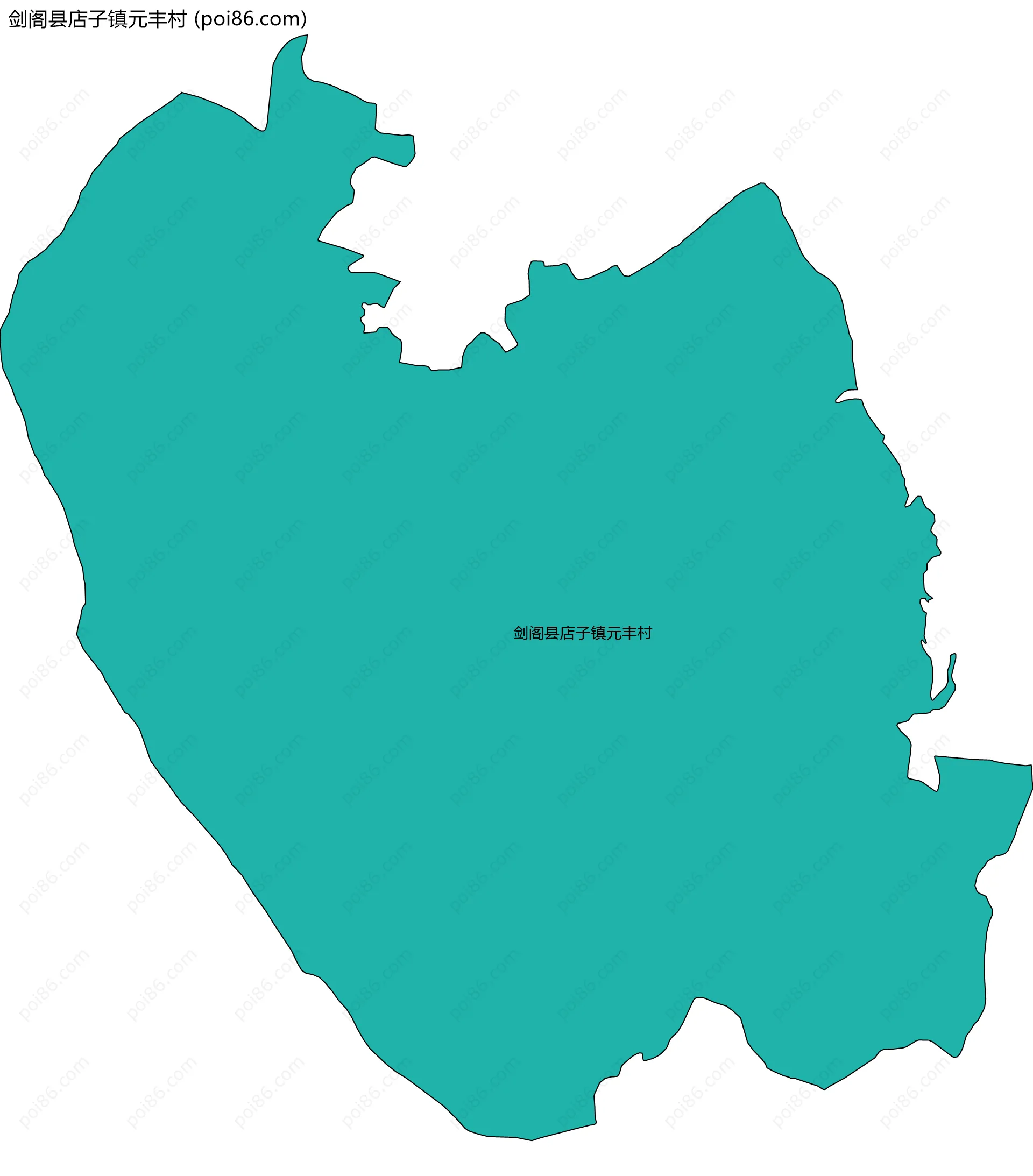 剑阁县店子镇元丰村边界地图