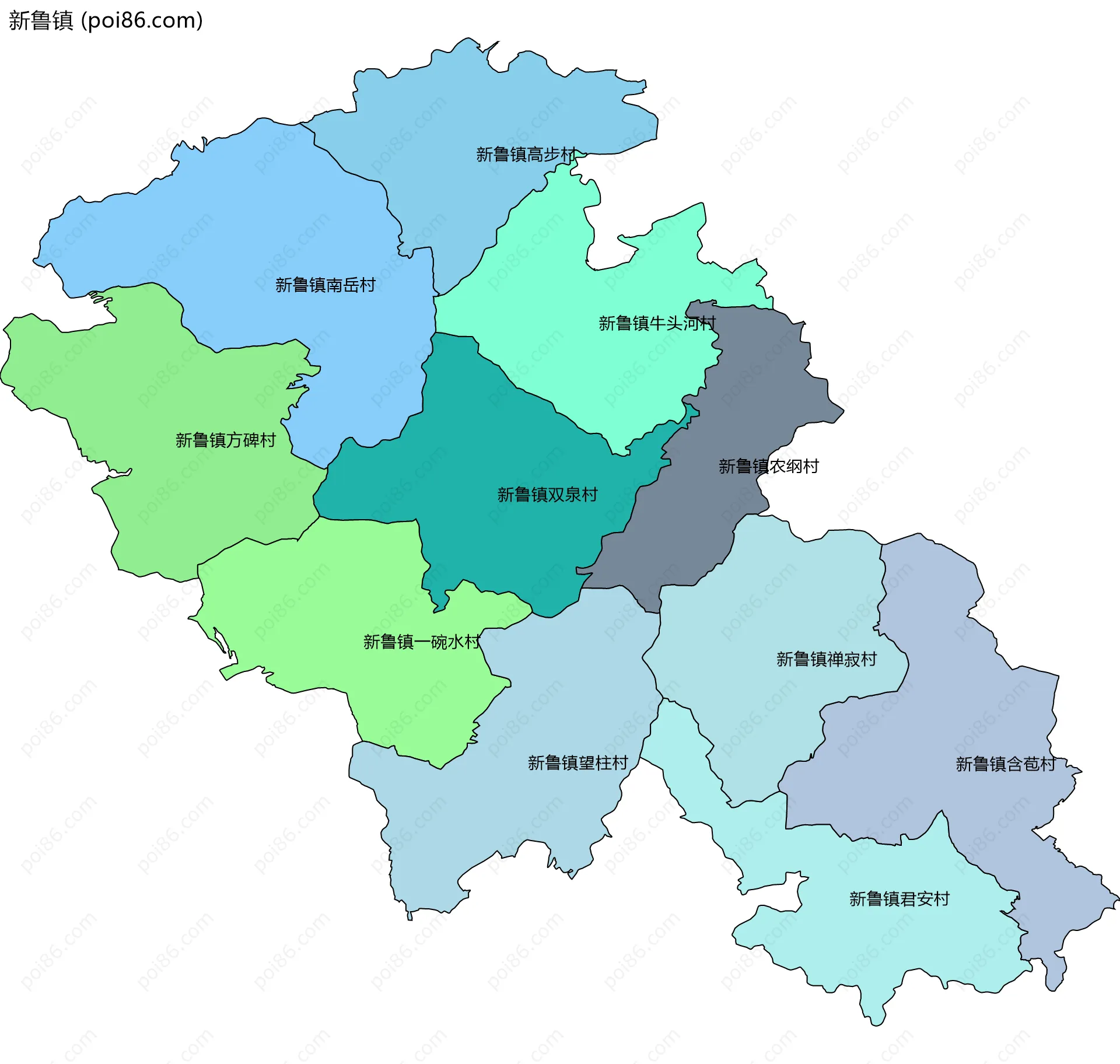 新鲁镇边界地图(五级行政区划)