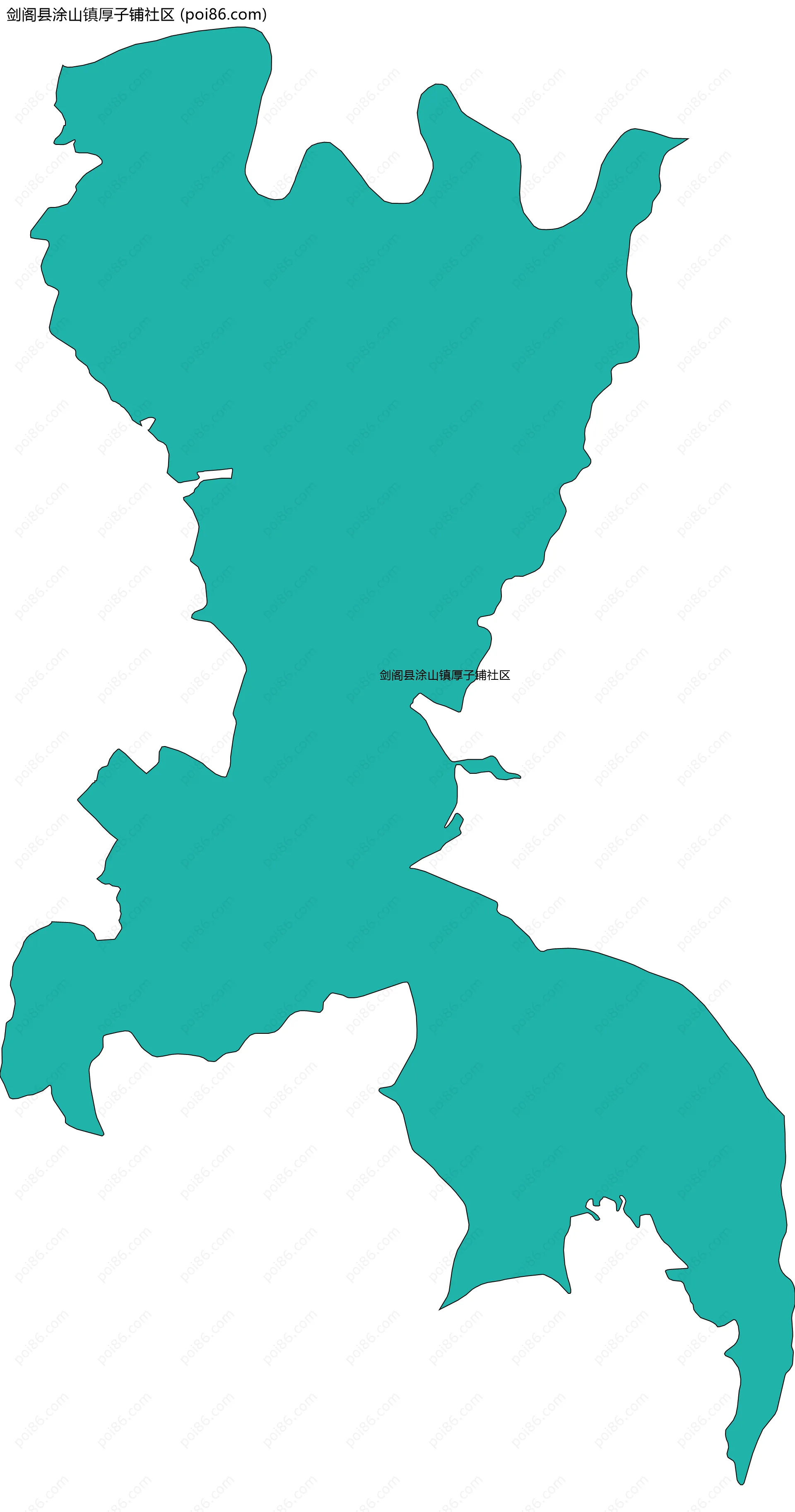 剑阁县涂山镇厚子铺社区边界地图