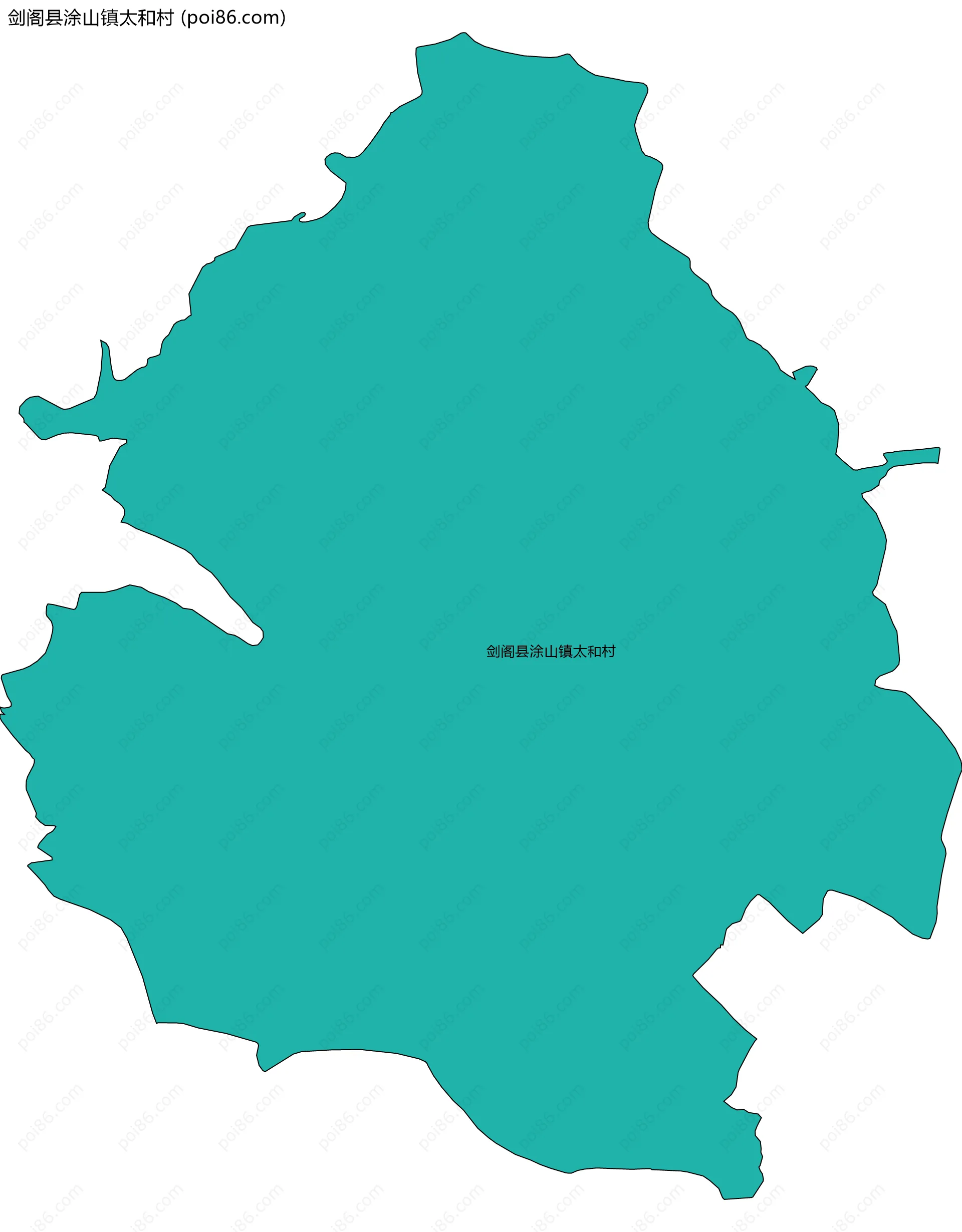 剑阁县涂山镇太和村边界地图
