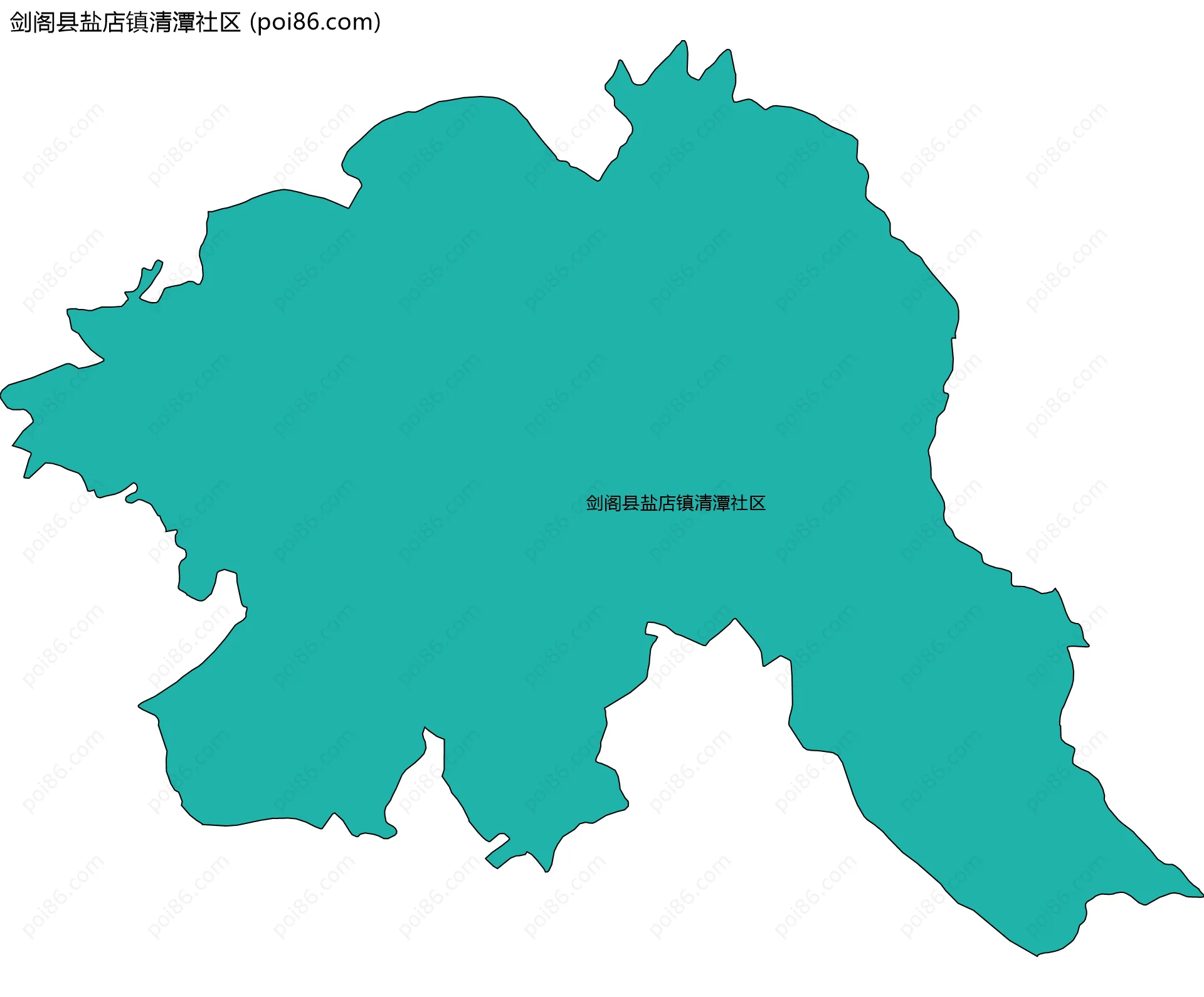 剑阁县盐店镇清潭社区边界地图