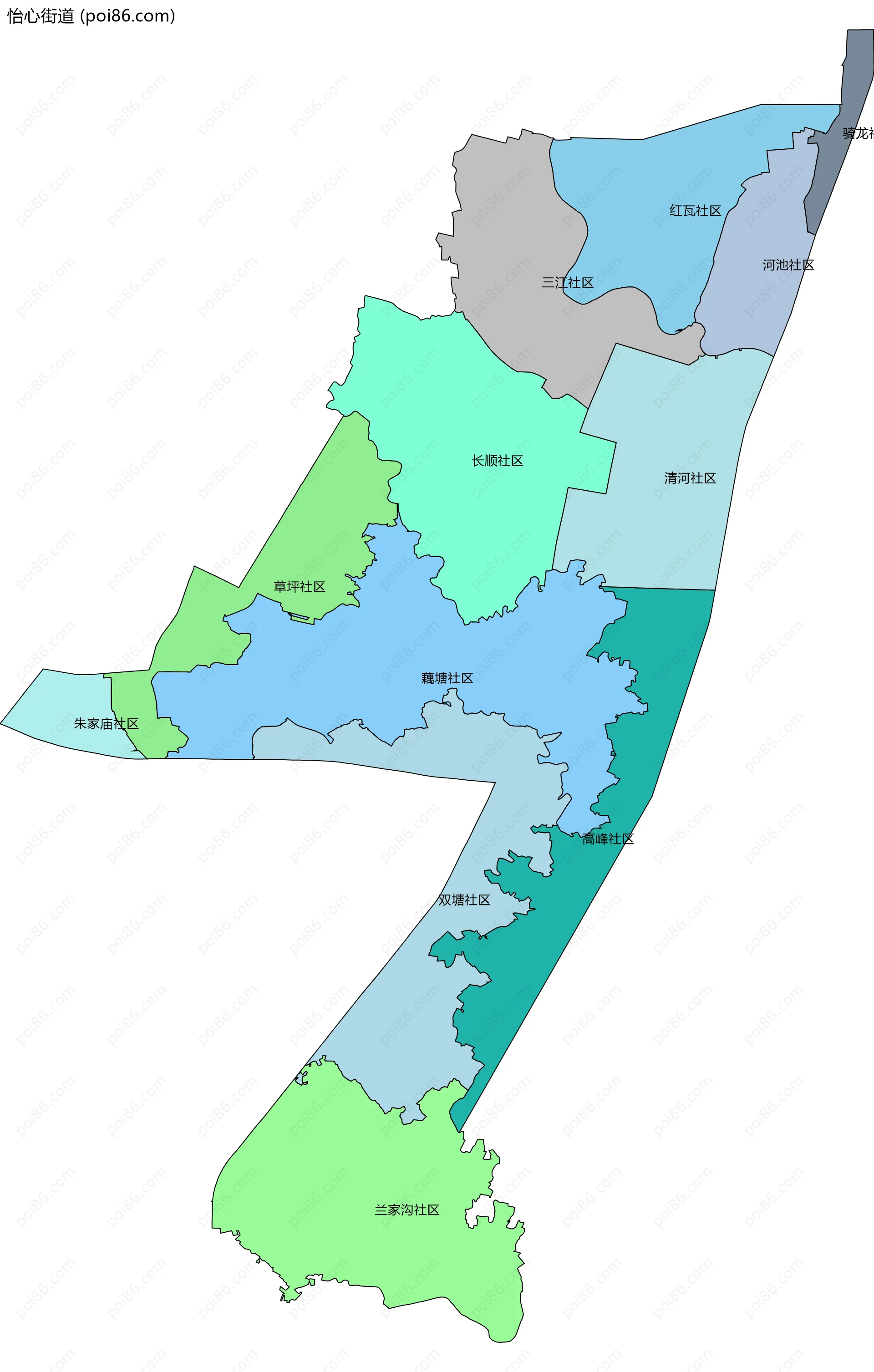 怡心街道边界地图(五级行政区划)