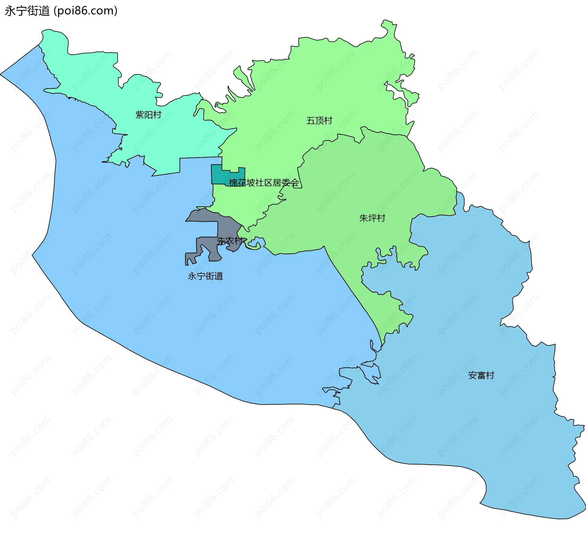 永宁街道边界地图(五级行政区划)