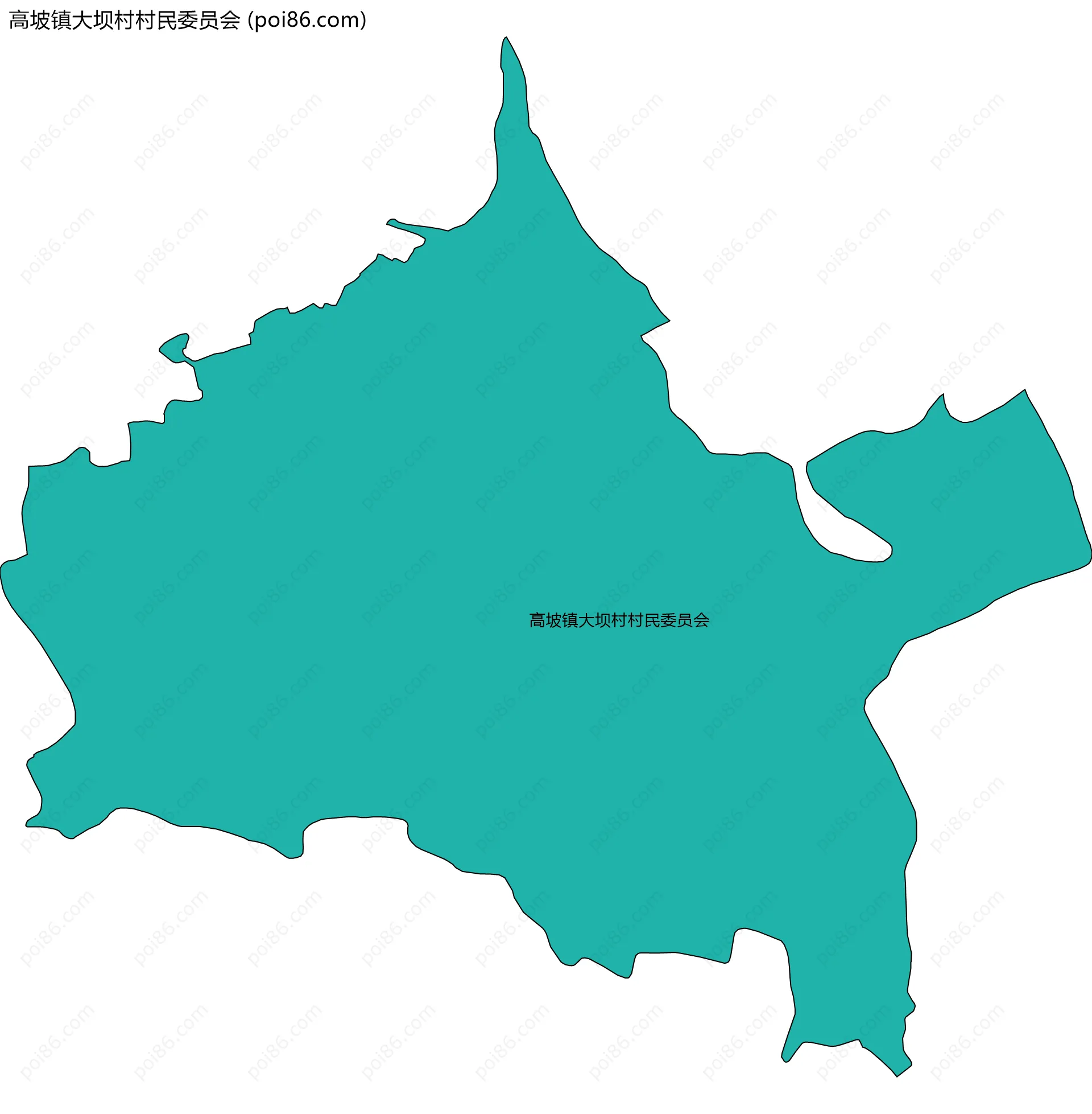 高坡镇大坝村村民委员会边界地图