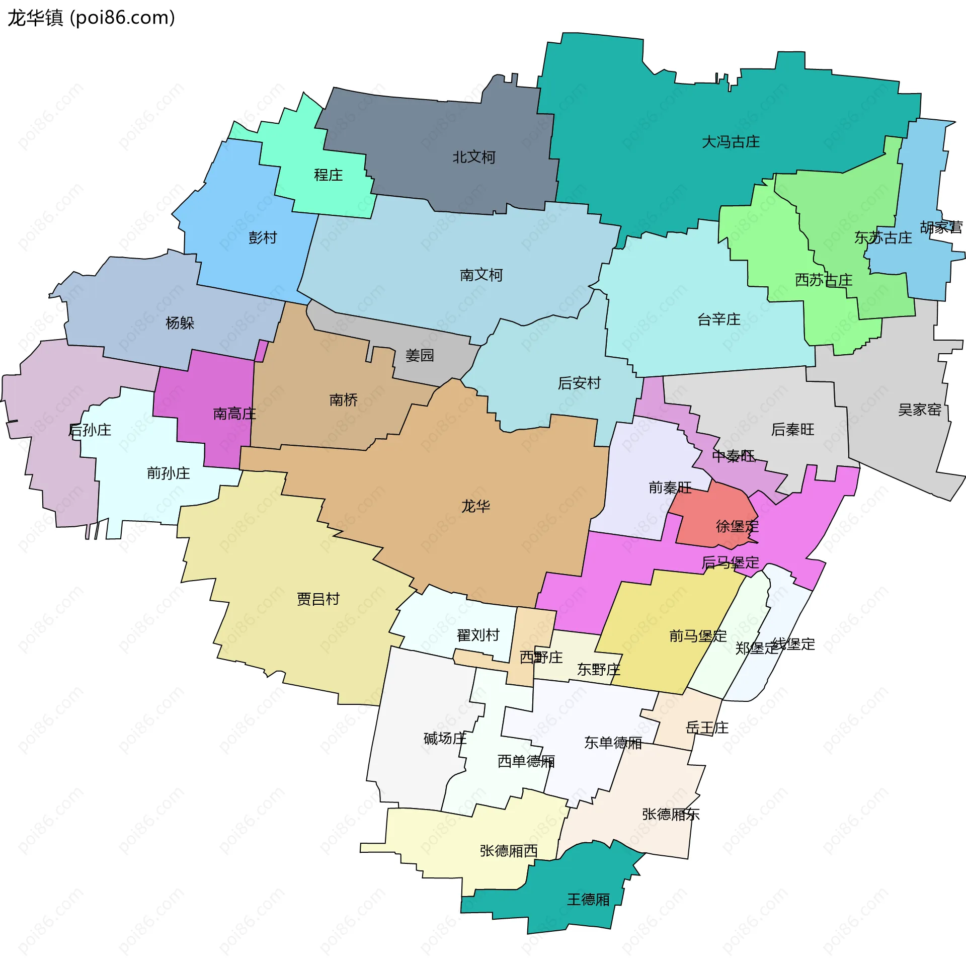龙华镇边界地图(五级行政区划)