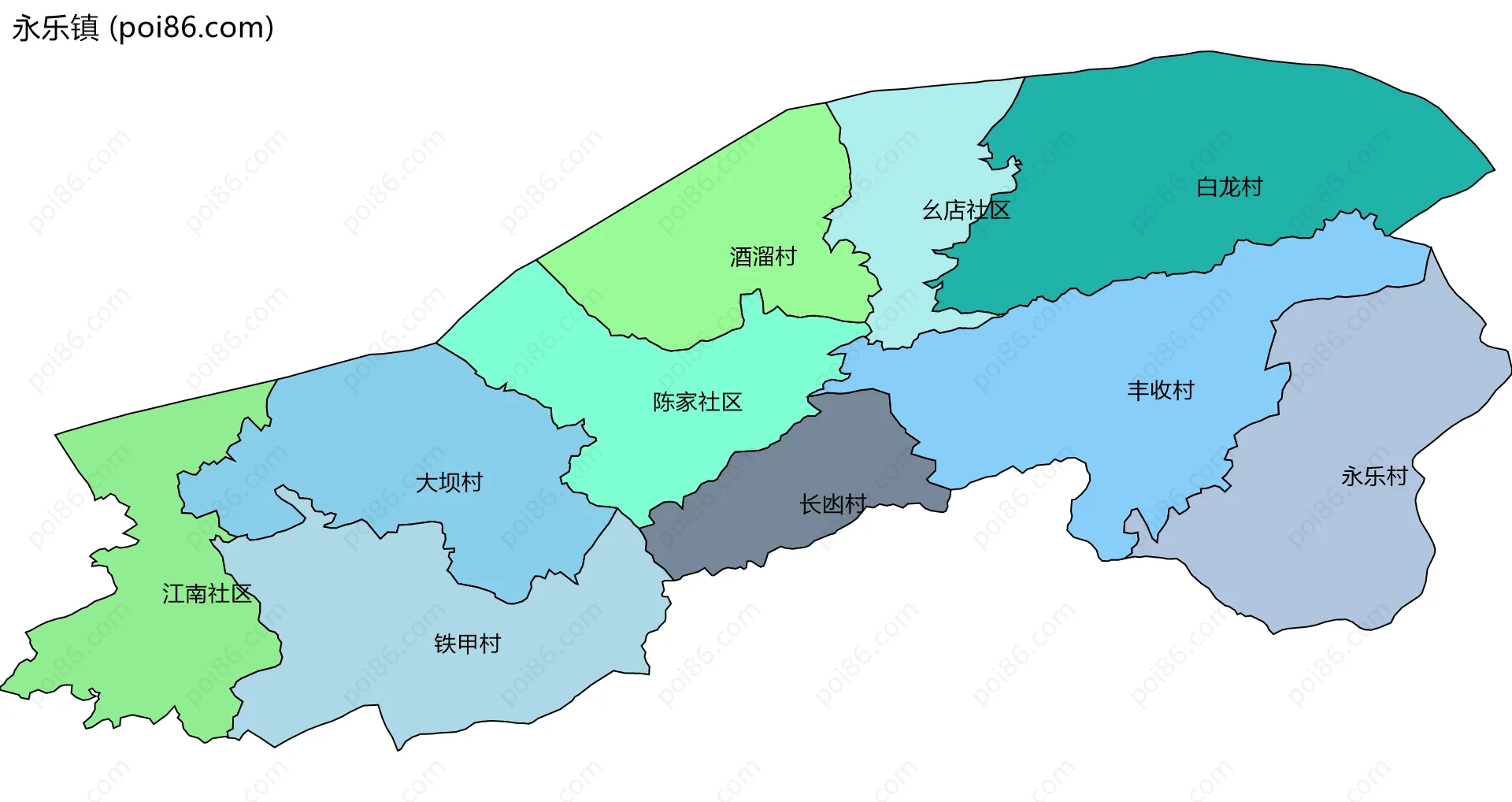 永乐镇边界地图(五级行政区划)