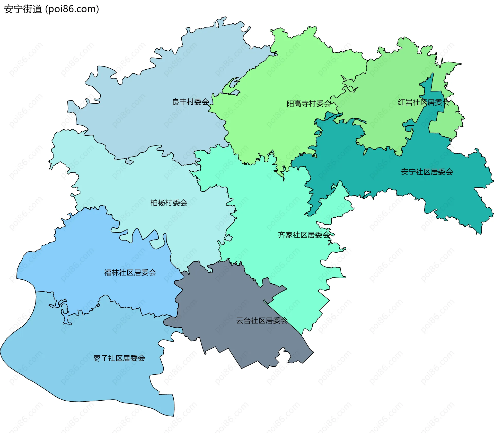 安宁街道边界地图(五级行政区划)