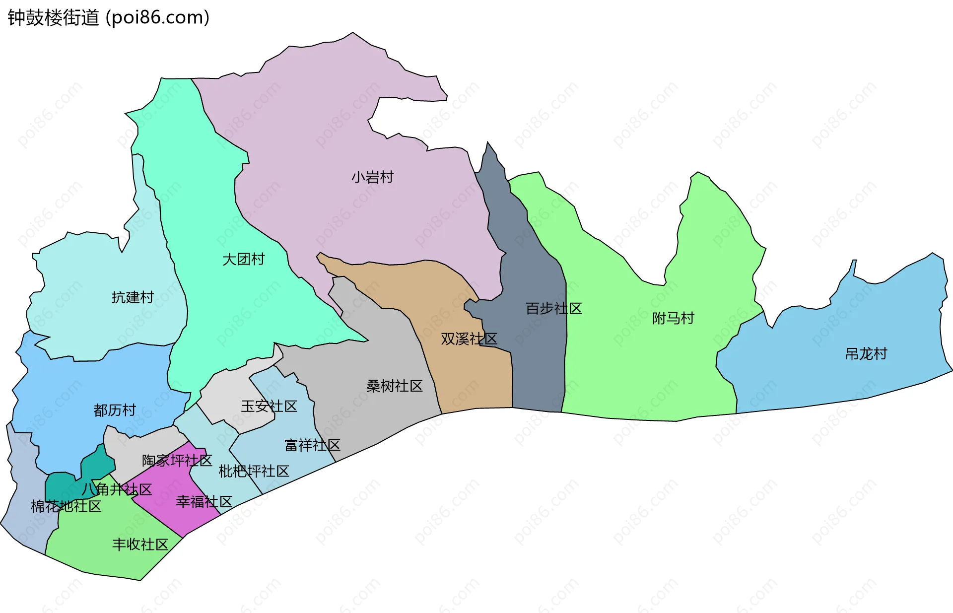 钟鼓楼街道边界地图(五级行政区划)