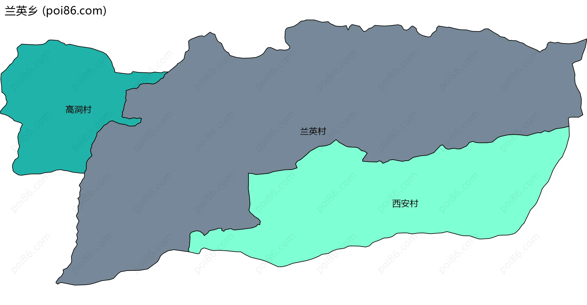兰英乡边界地图(五级行政区划)