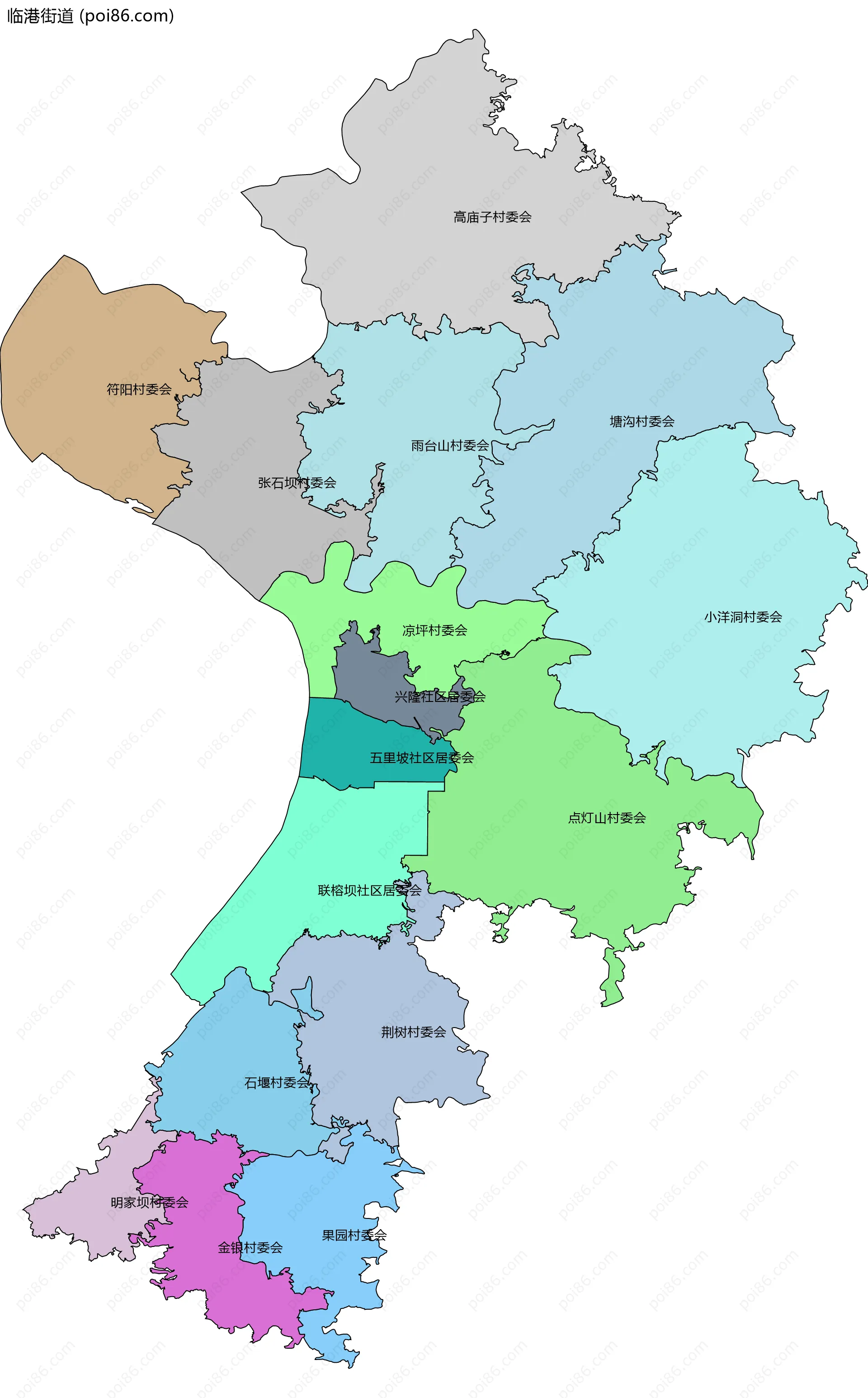 临港街道边界地图(五级行政区划)