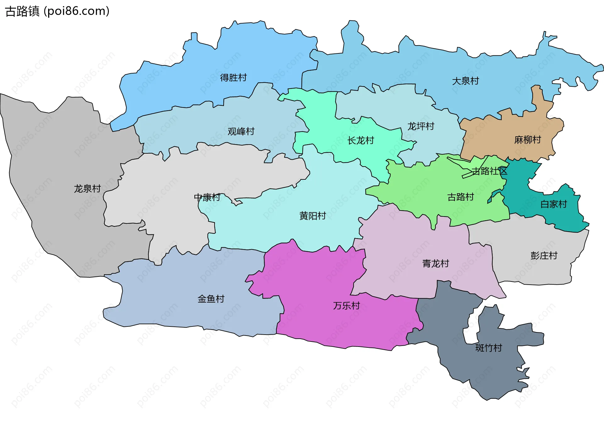 古路镇边界地图(五级行政区划)