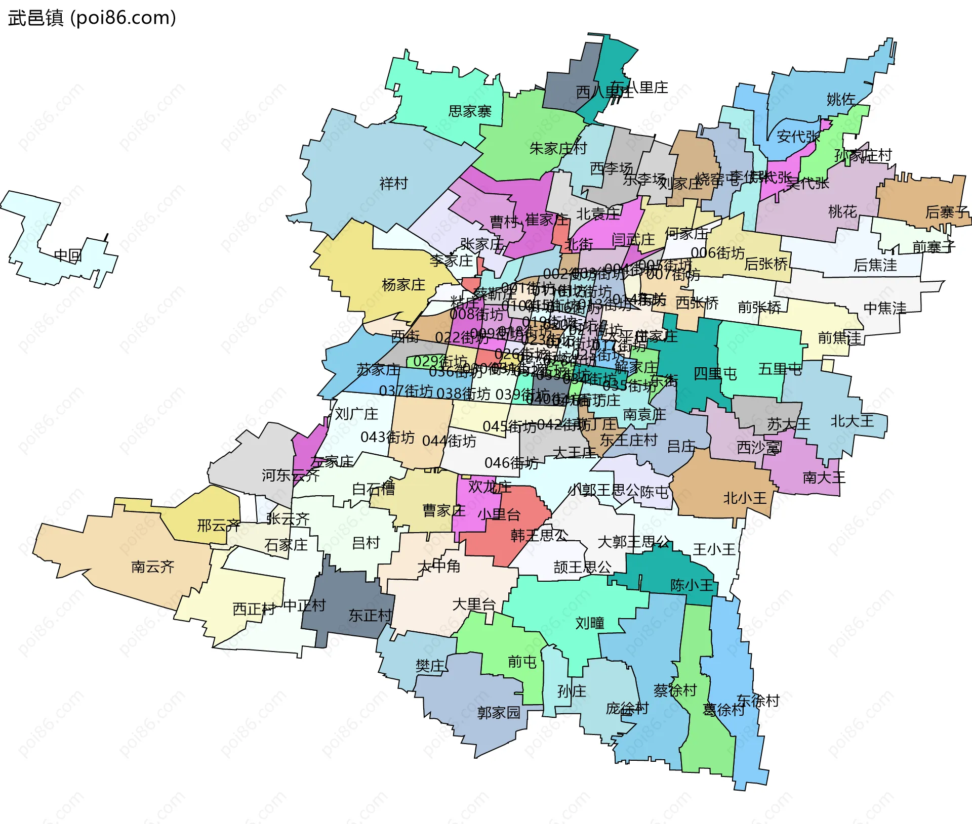 武邑镇边界地图(五级行政区划)