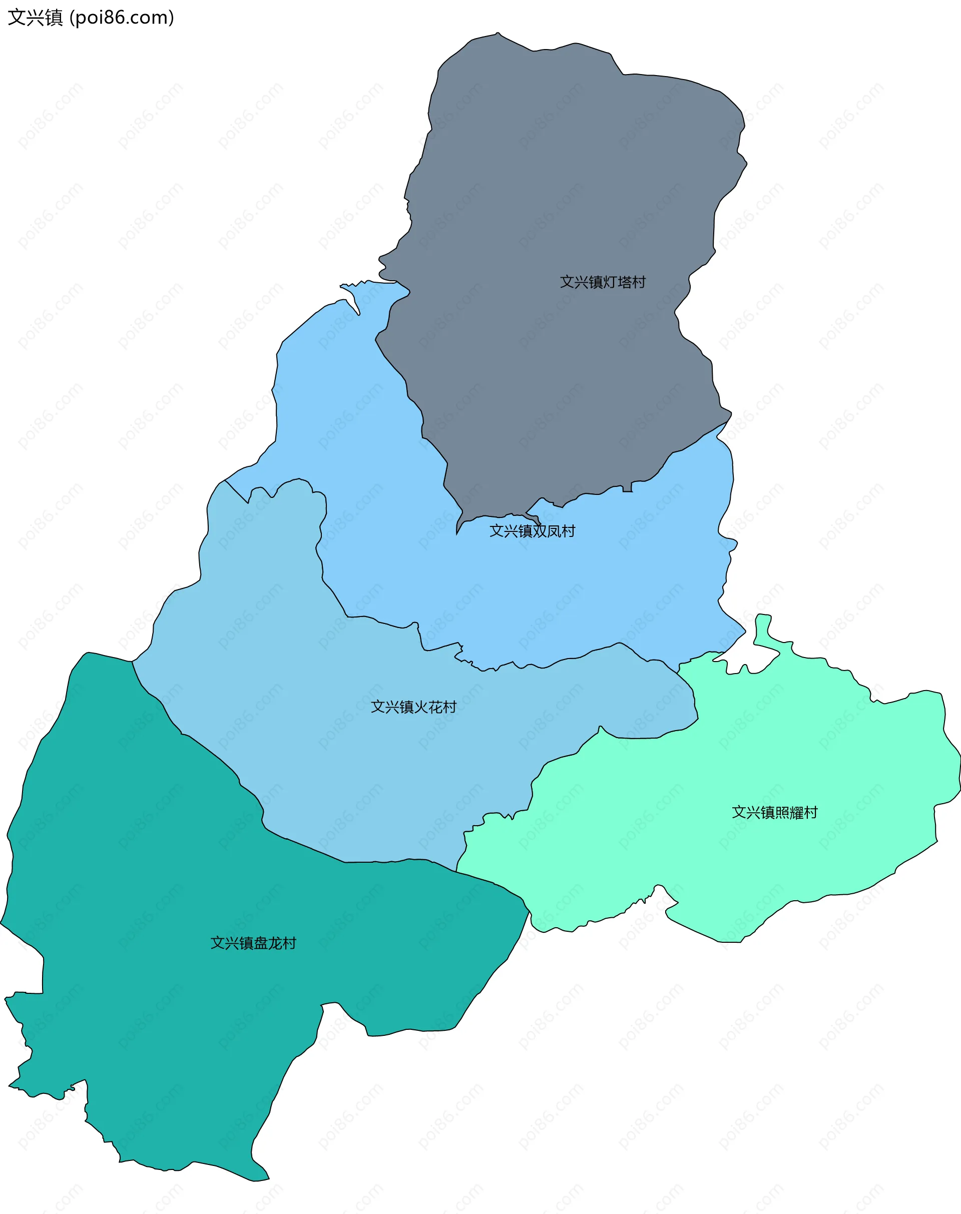 文兴镇边界地图(五级行政区划)