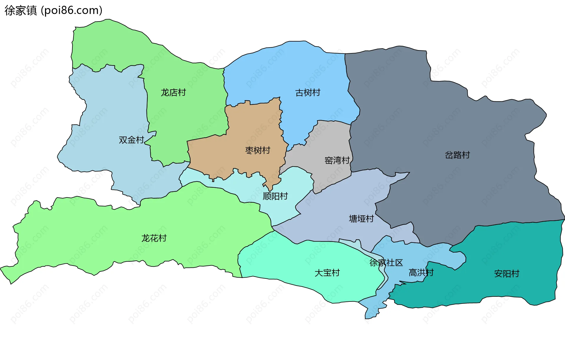 徐家镇边界地图(五级行政区划)