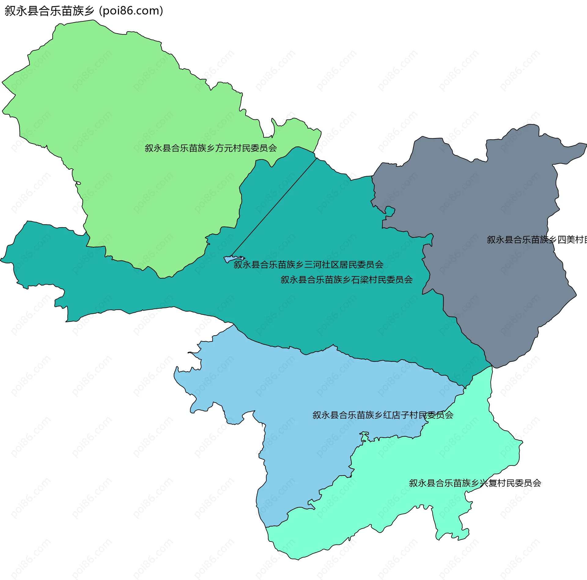 叙永县合乐苗族乡边界地图(五级行政区划)