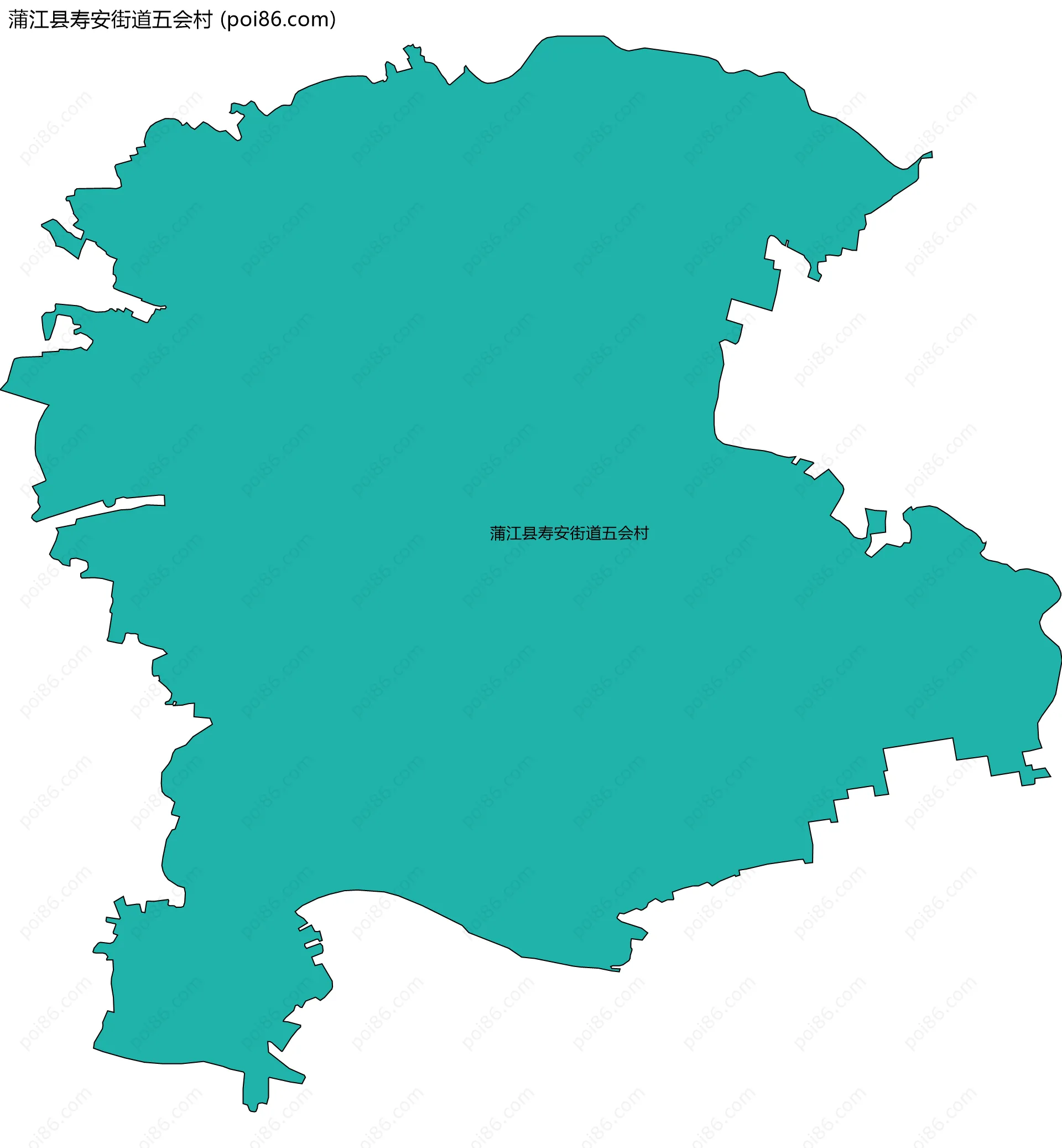蒲江县寿安街道五会村边界地图