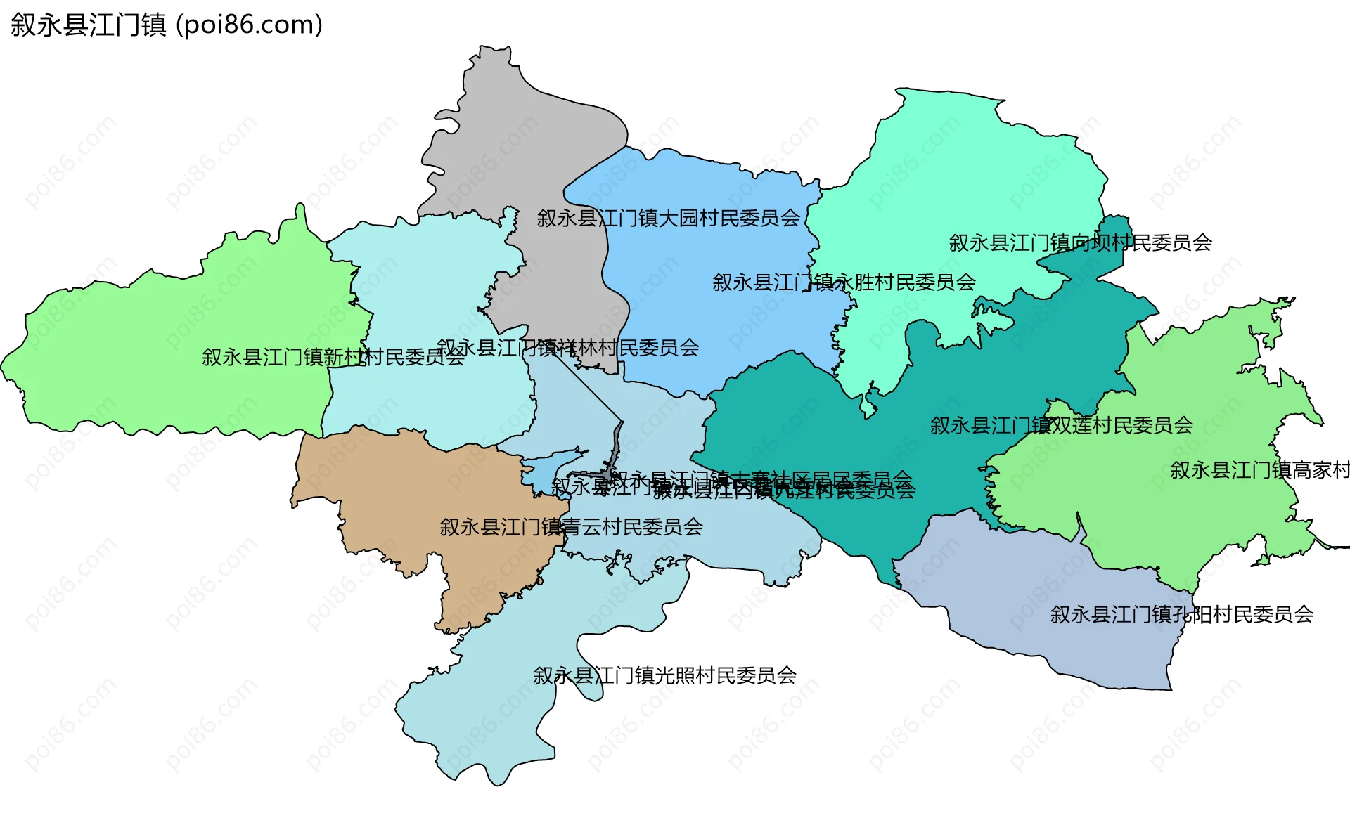 叙永县江门镇边界地图(五级行政区划)