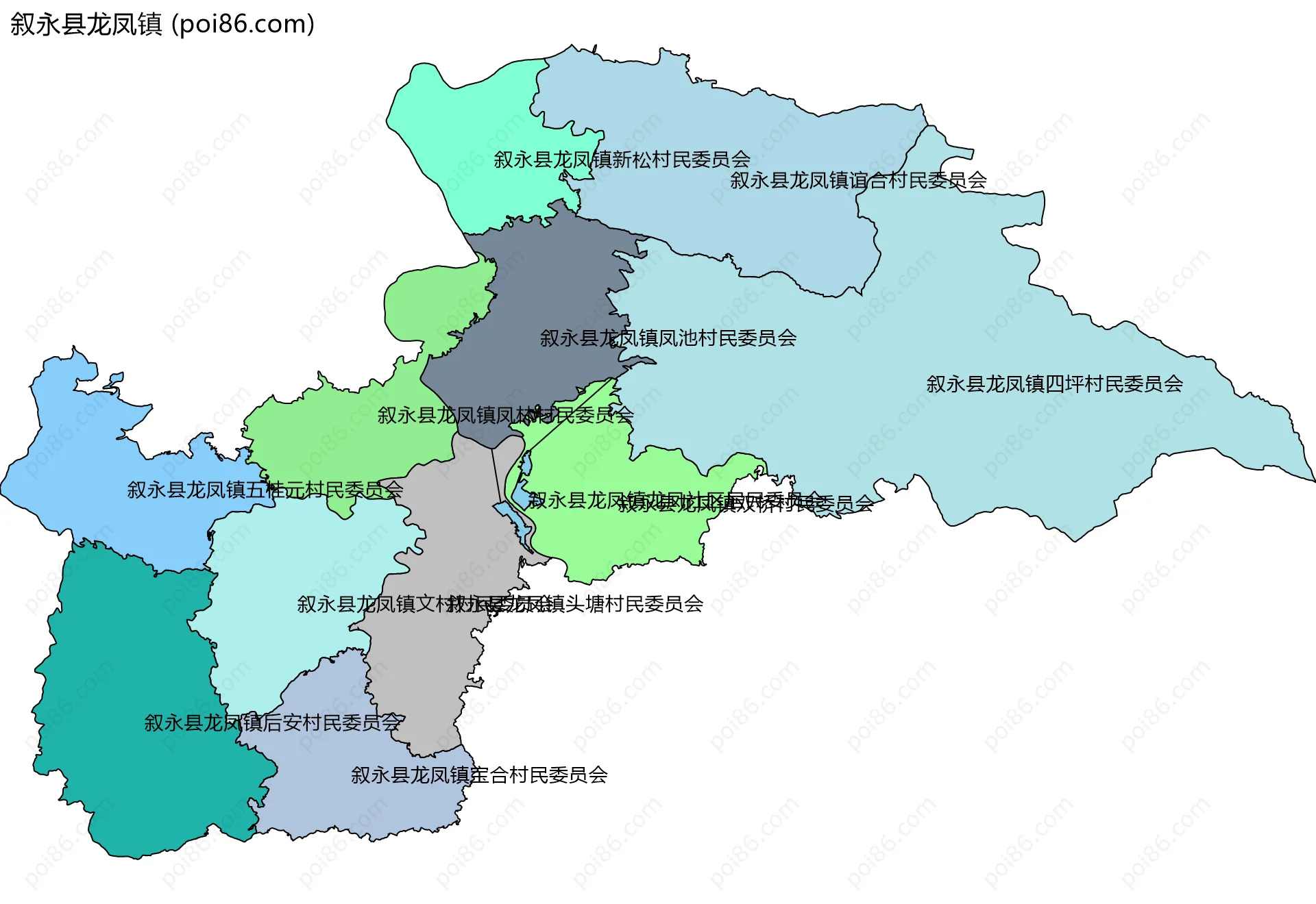 叙永县龙凤镇边界地图(五级行政区划)