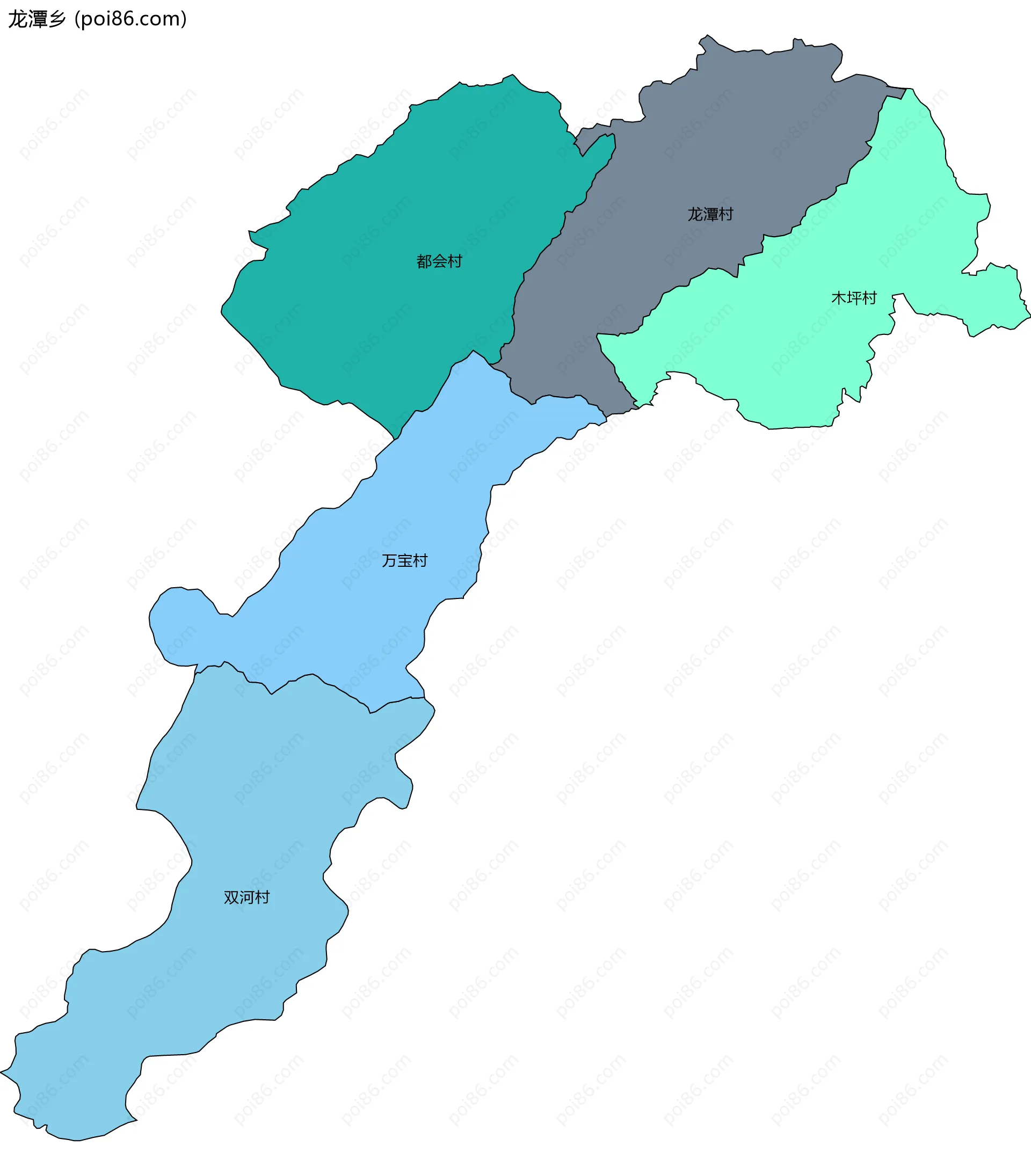 龙潭乡边界地图(五级行政区划)