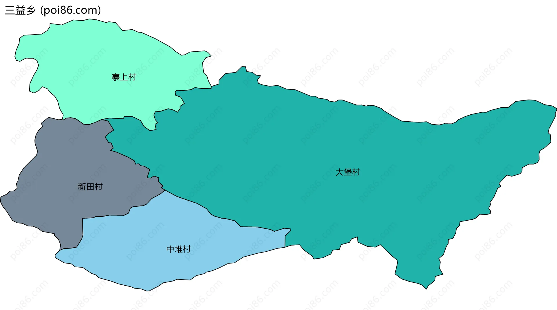 三益乡边界地图(五级行政区划)