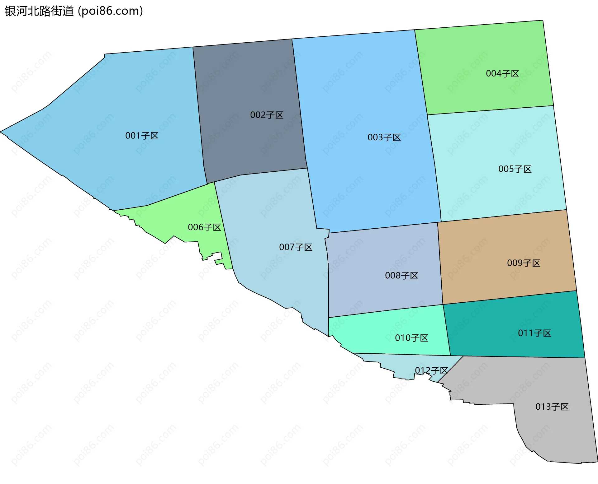 银河北路街道边界地图(五级行政区划)