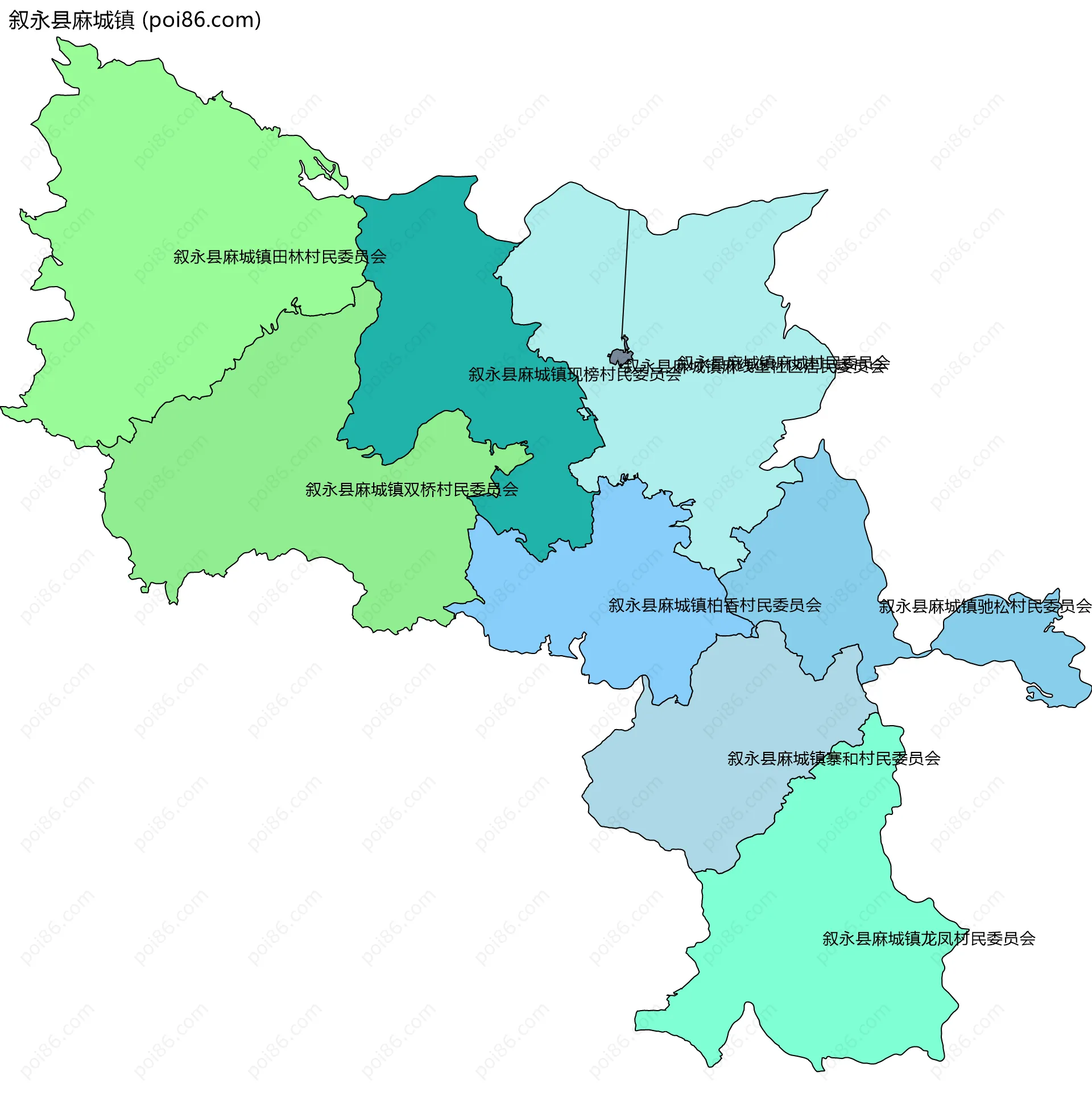 叙永县麻城镇边界地图(五级行政区划)