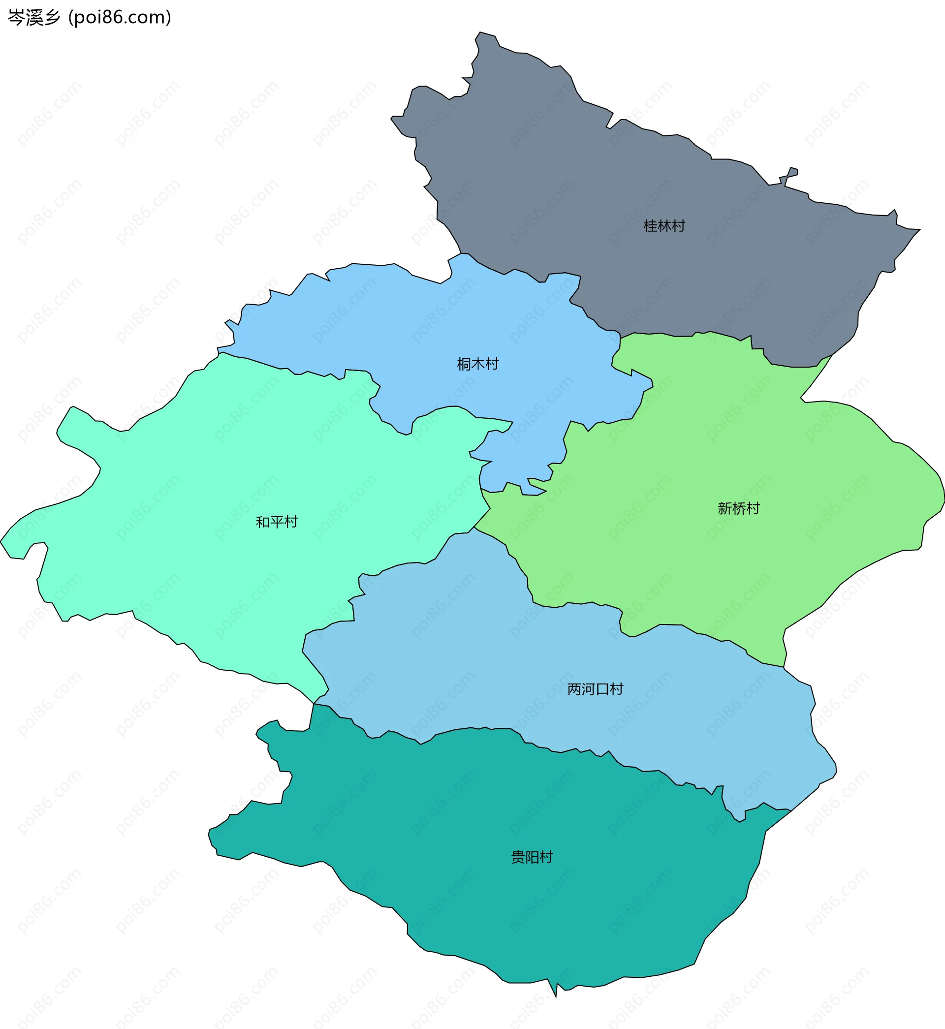 岑溪乡边界地图(五级行政区划)
