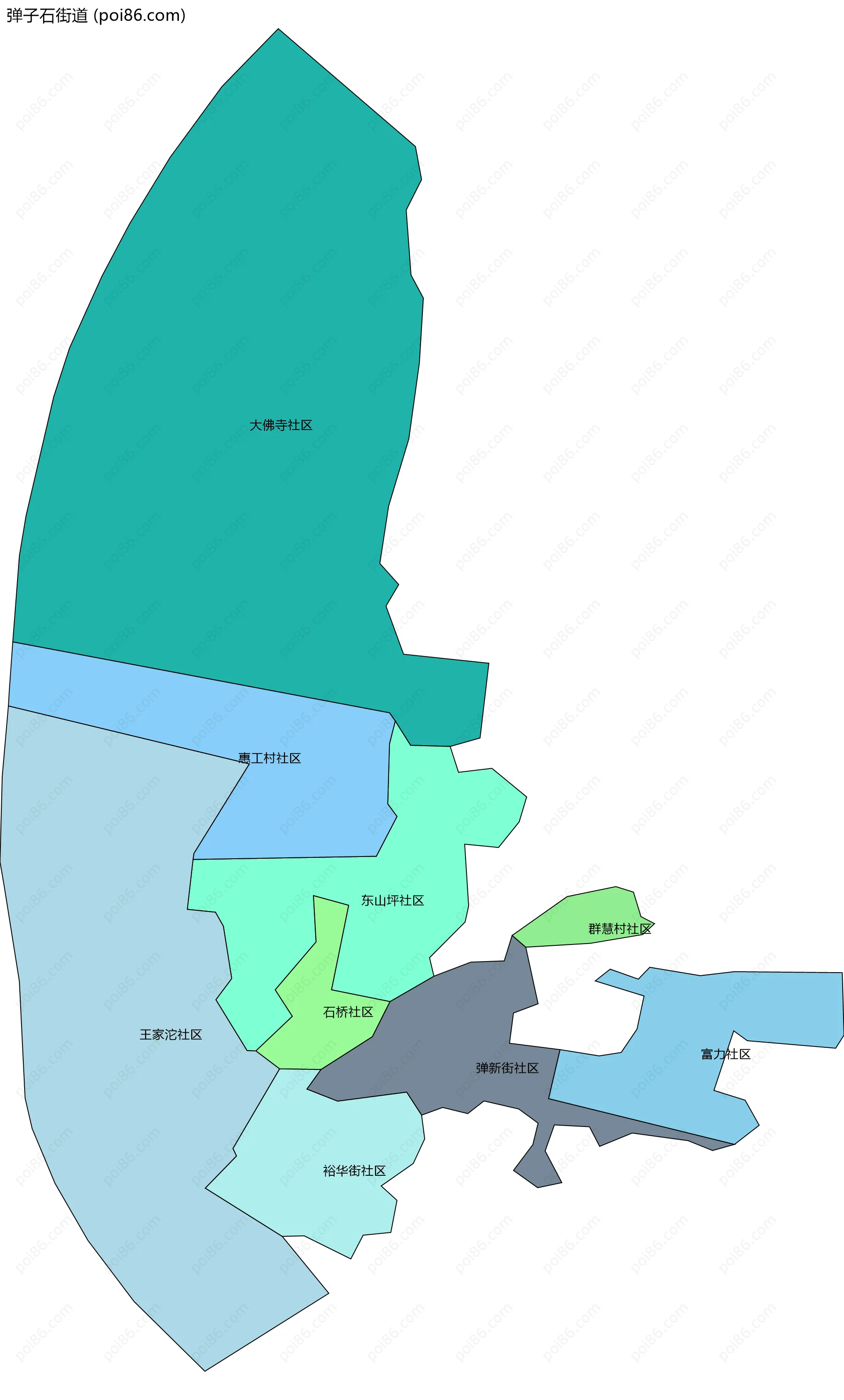 弹子石街道边界地图(五级行政区划)
