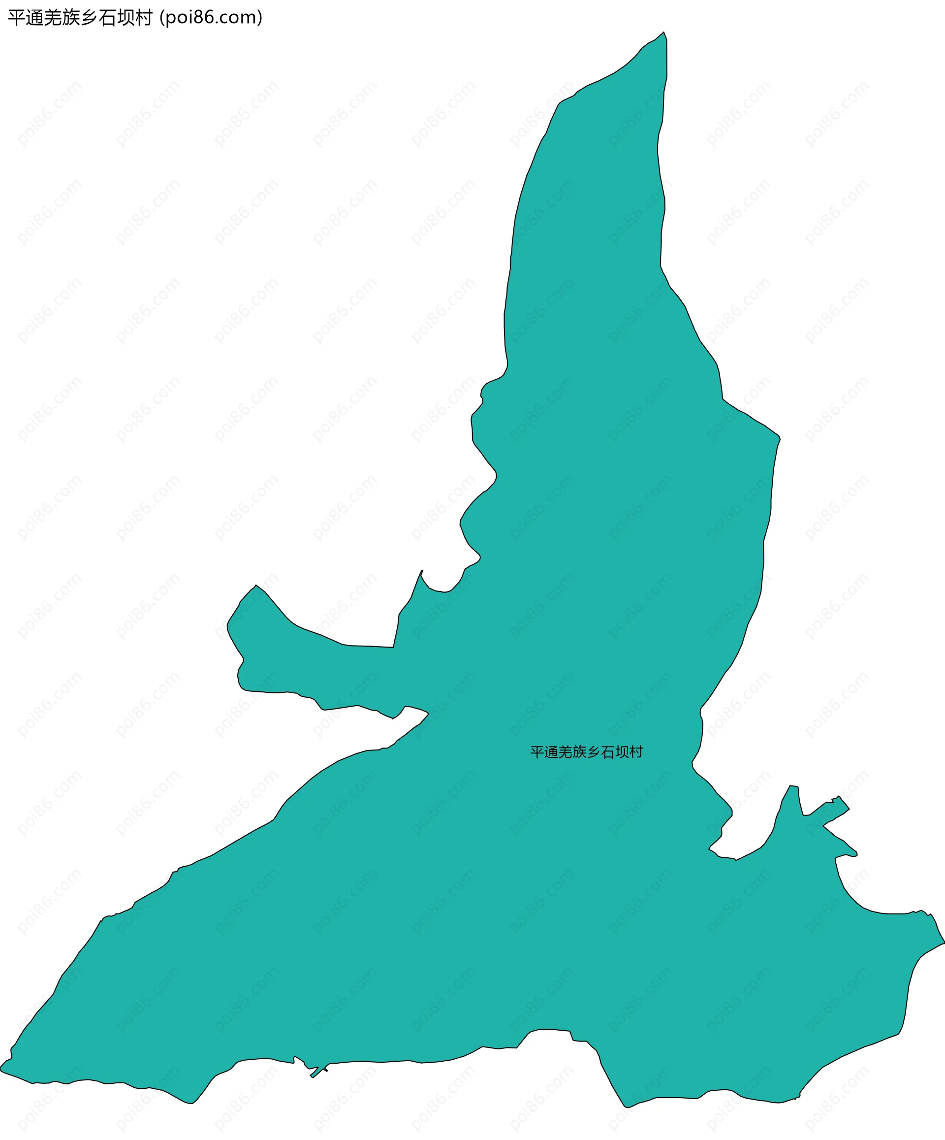 平通羌族乡石坝村边界地图